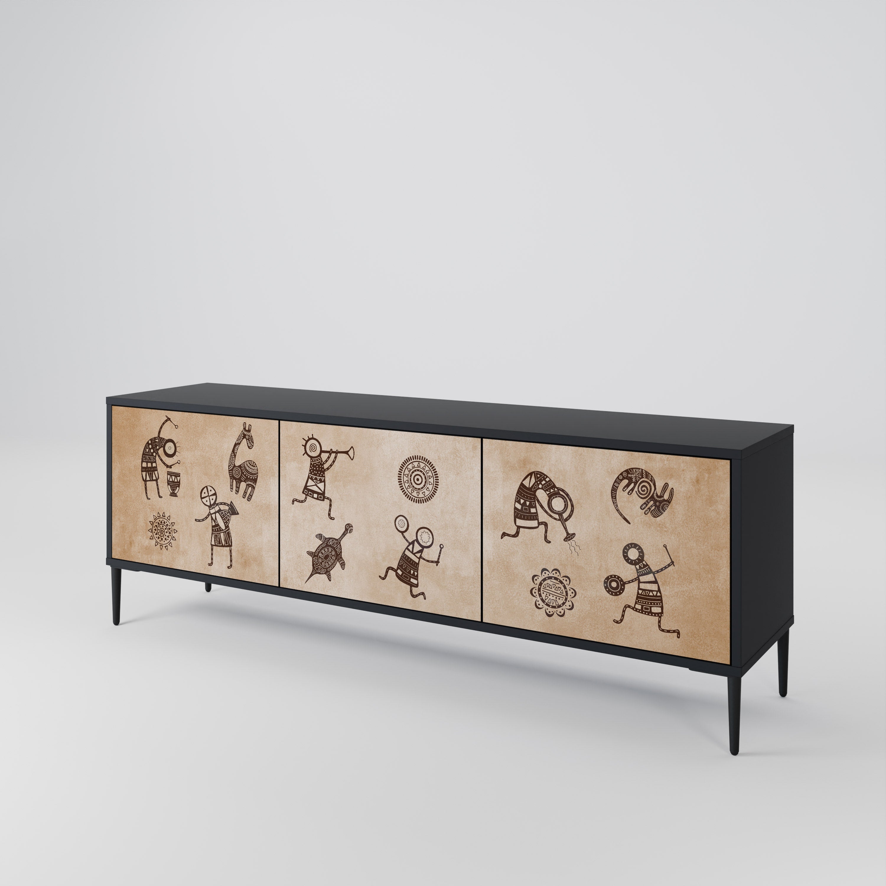 AFRICAN STYLE 3-Door TV Cabinet