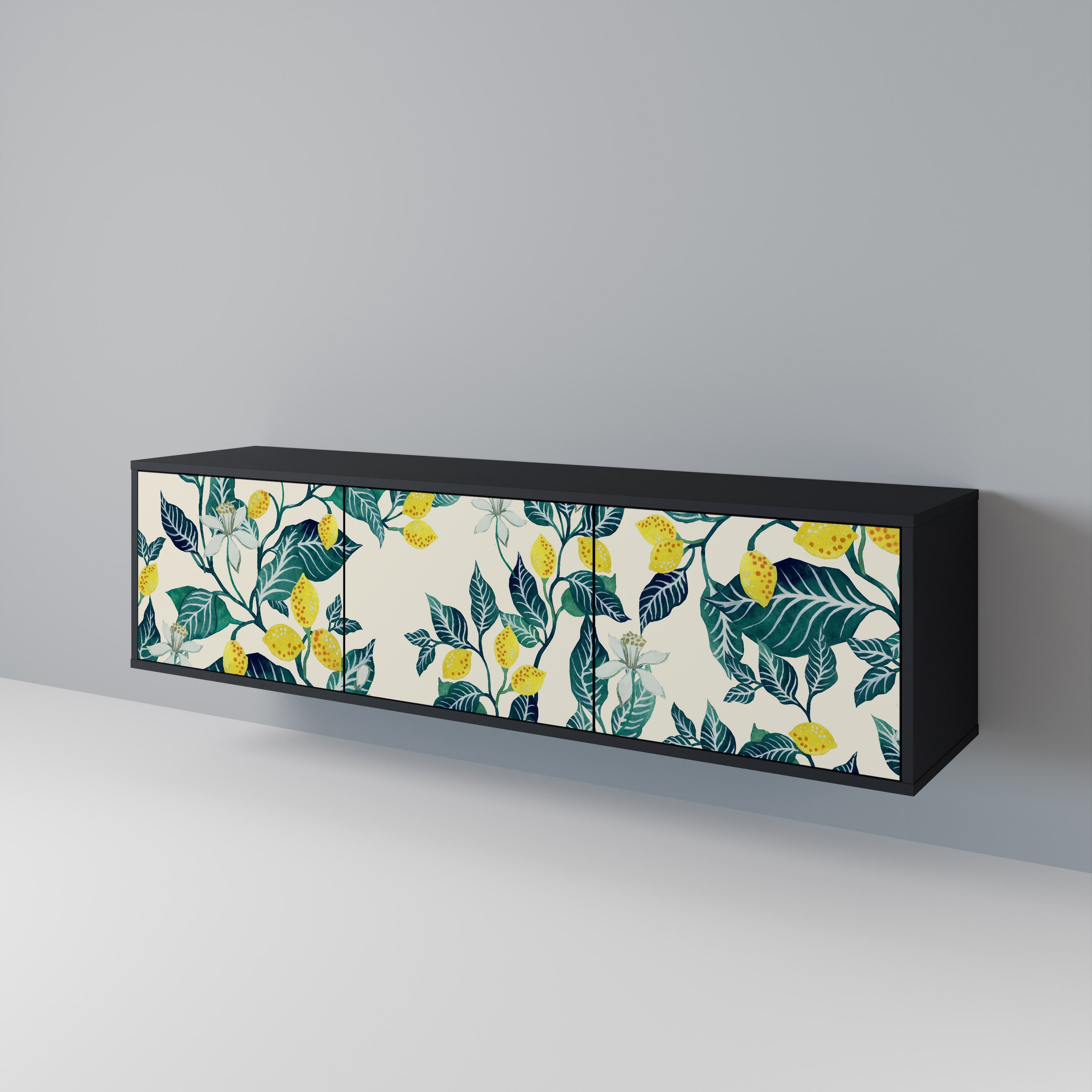 Meuble TV 3 portes LEMON TREE finition noire