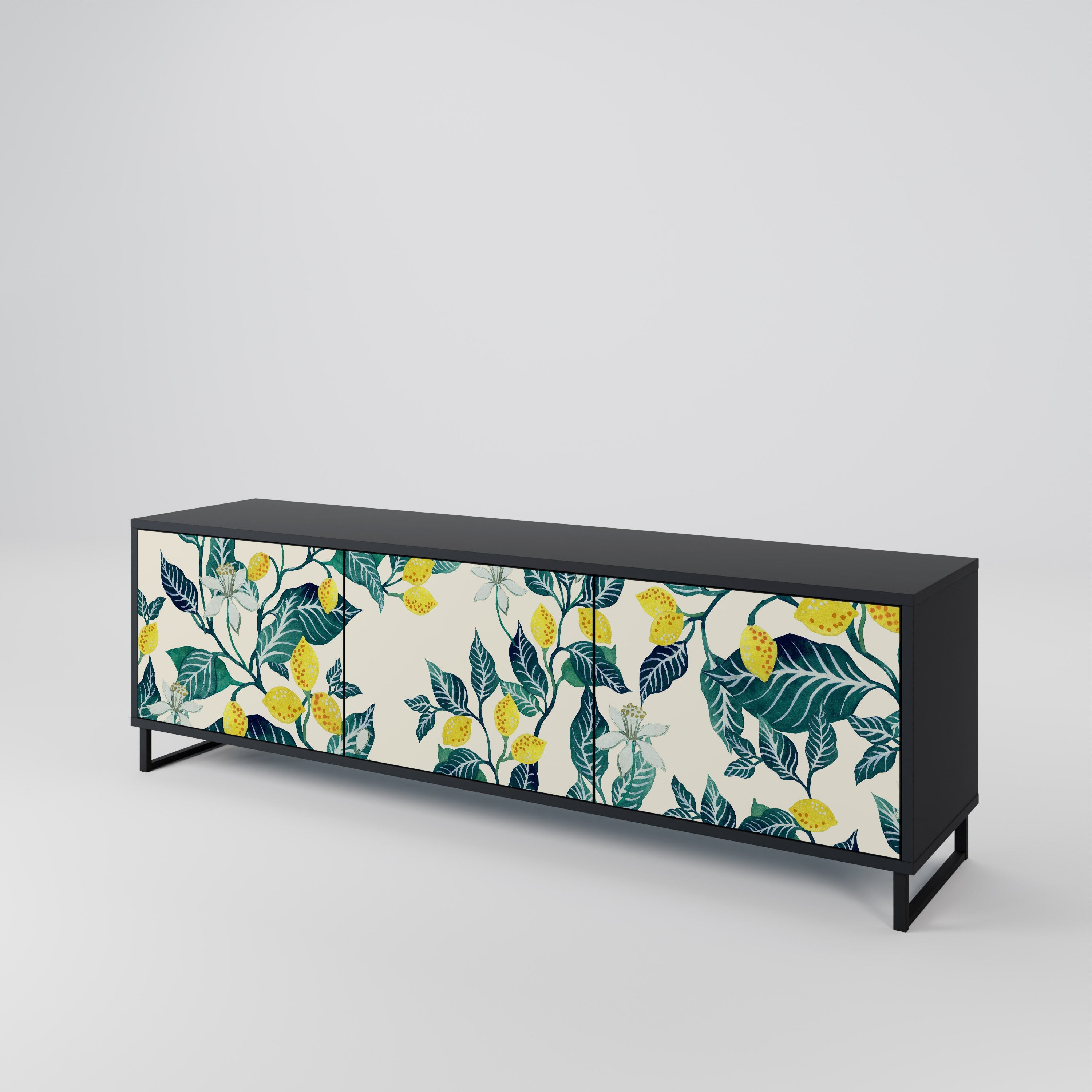 Meuble TV 3 portes LEMON TREE finition noire