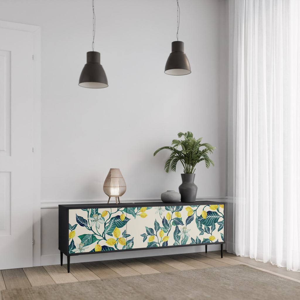LEMON TREE 3-Door TV Stand in Black Finish