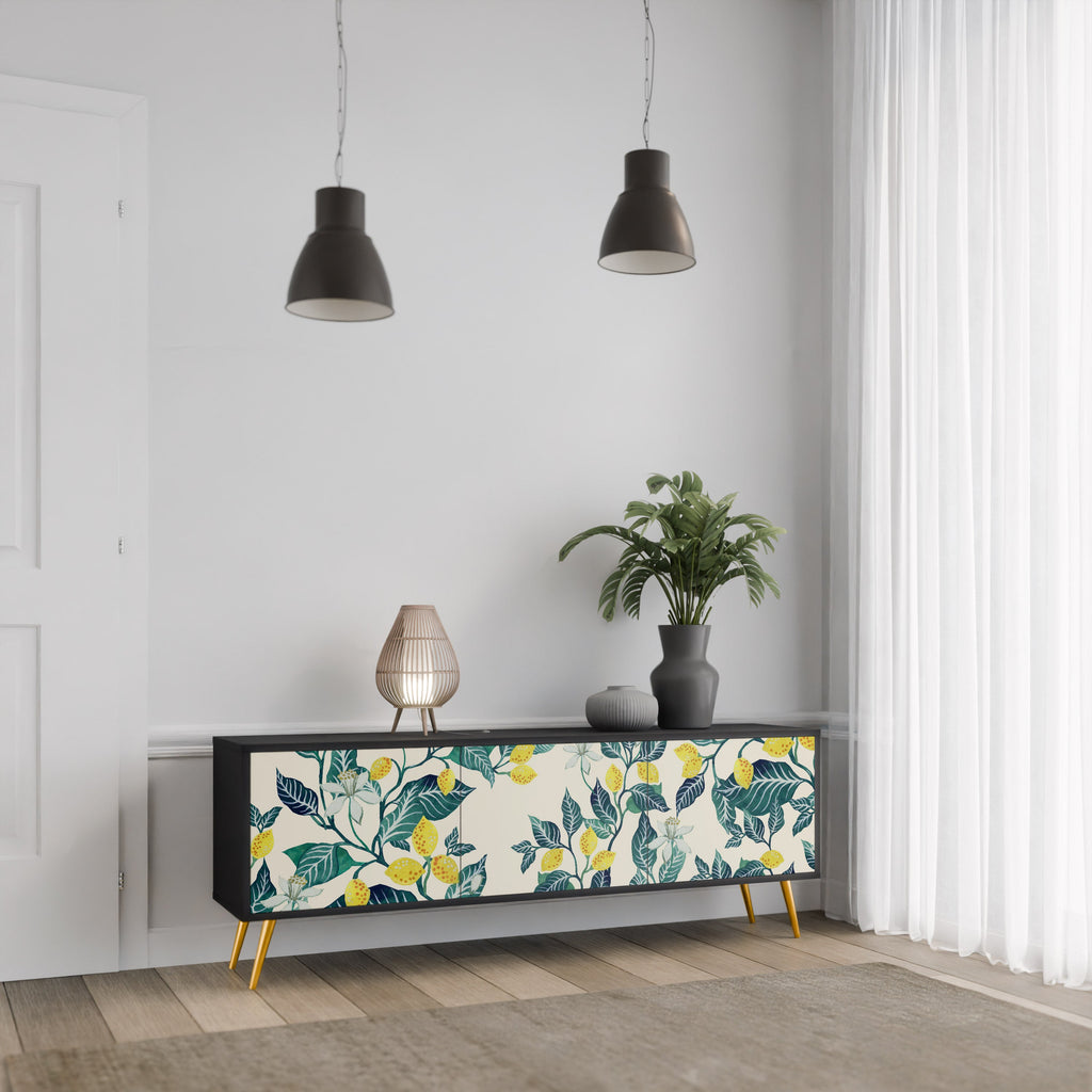 LEMON TREE 3-Door TV Stand in Black Finish