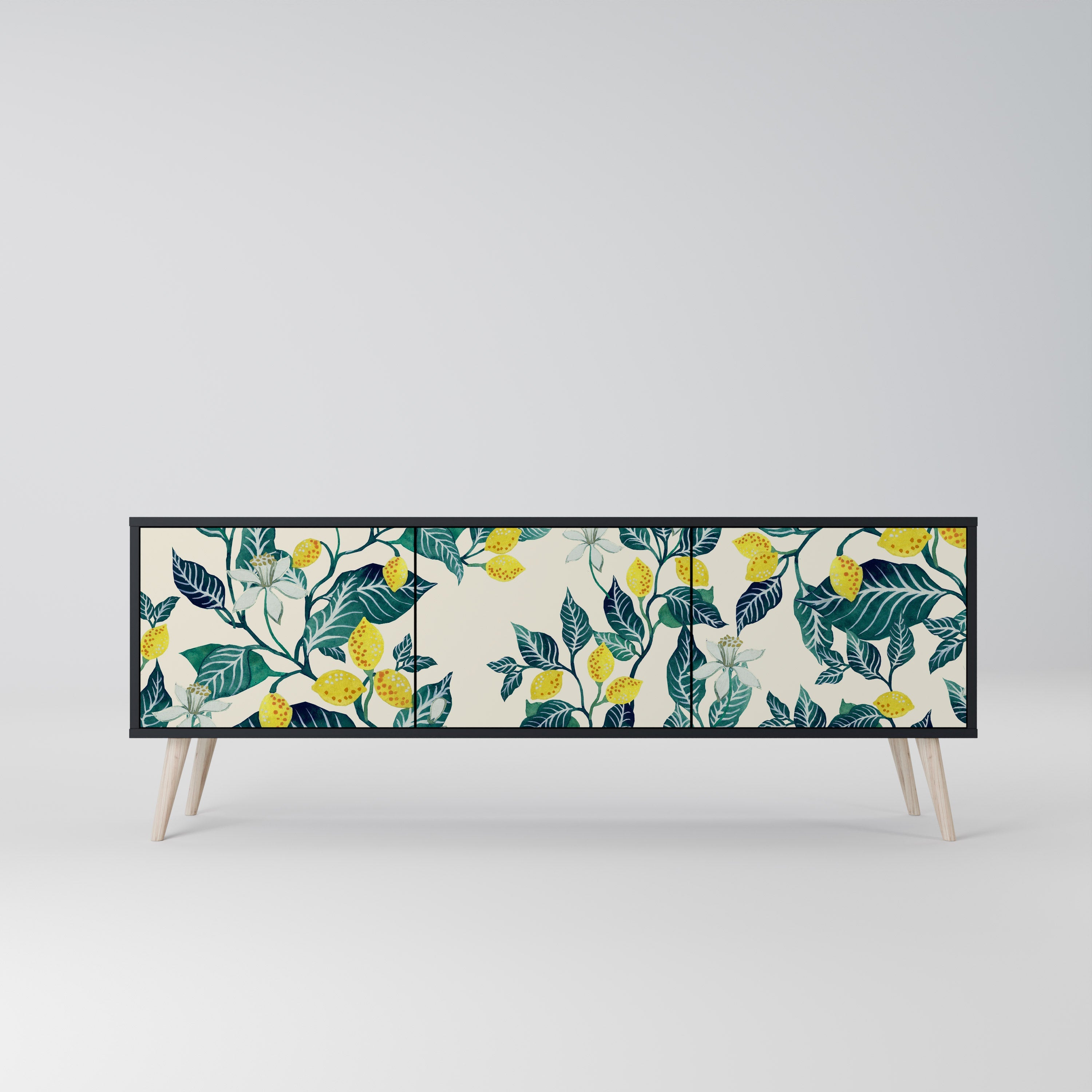 Meuble TV 3 portes LEMON TREE finition noire