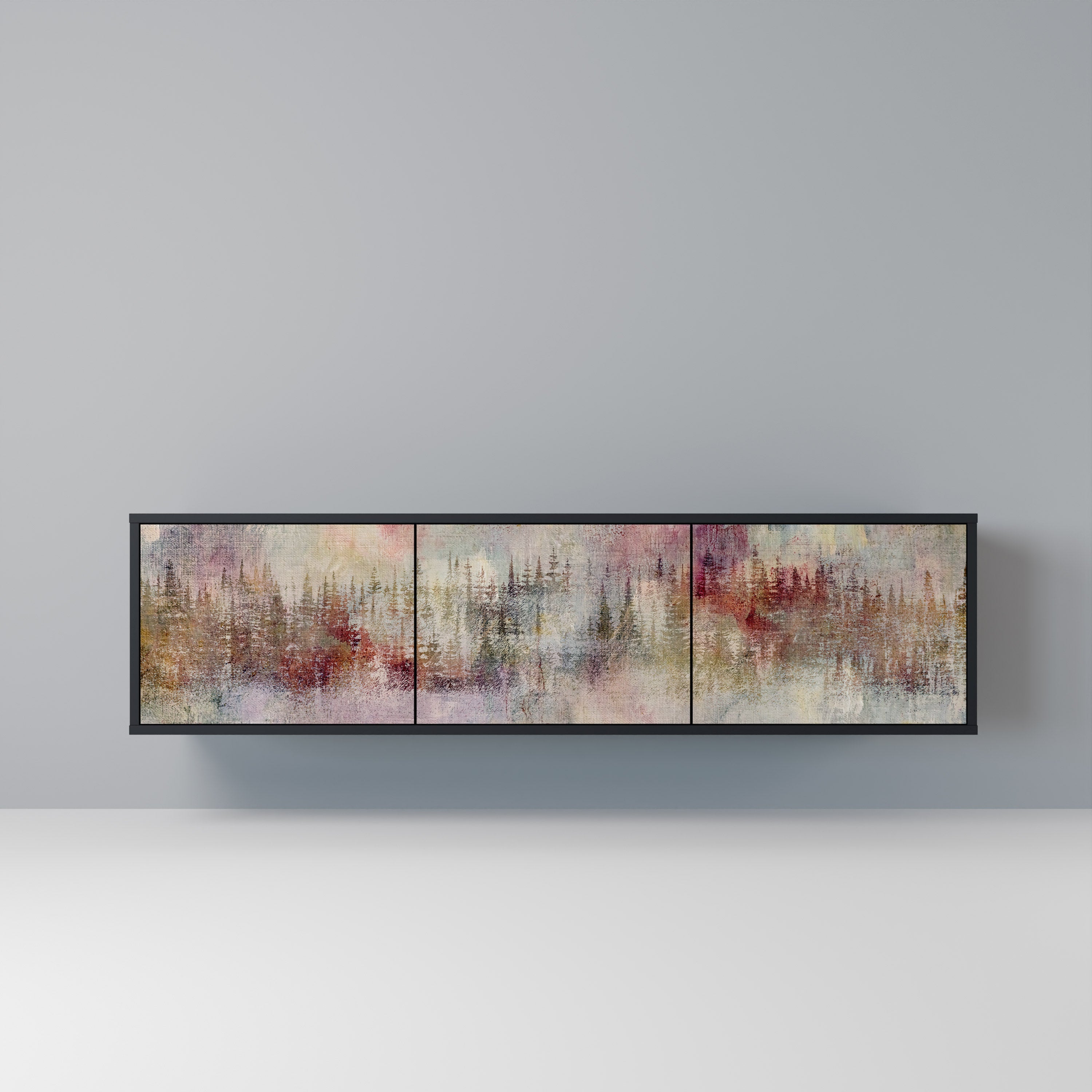 Meuble TV 3 portes VEILED SUMMIT finition noire