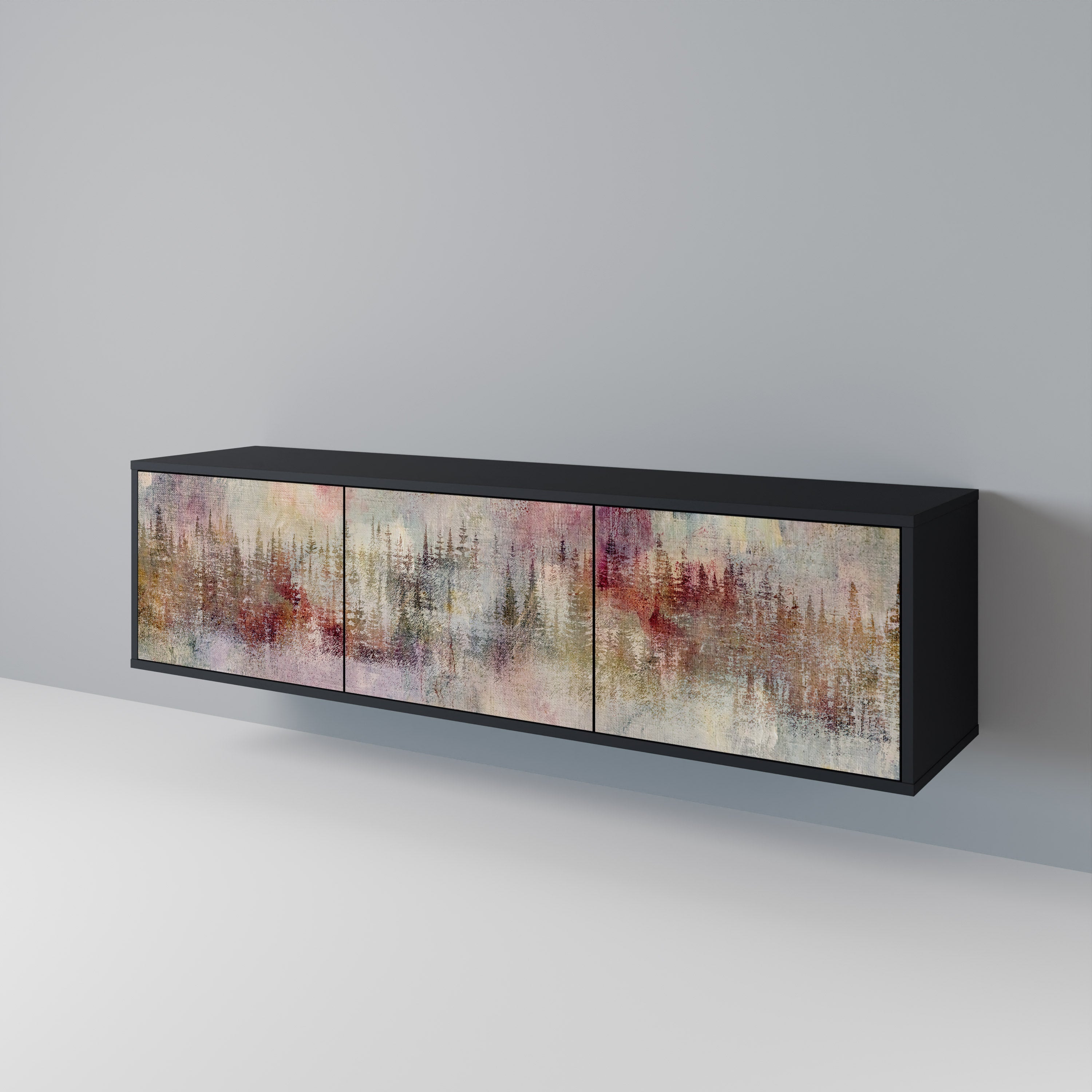 Meuble TV 3 portes VEILED SUMMIT finition noire