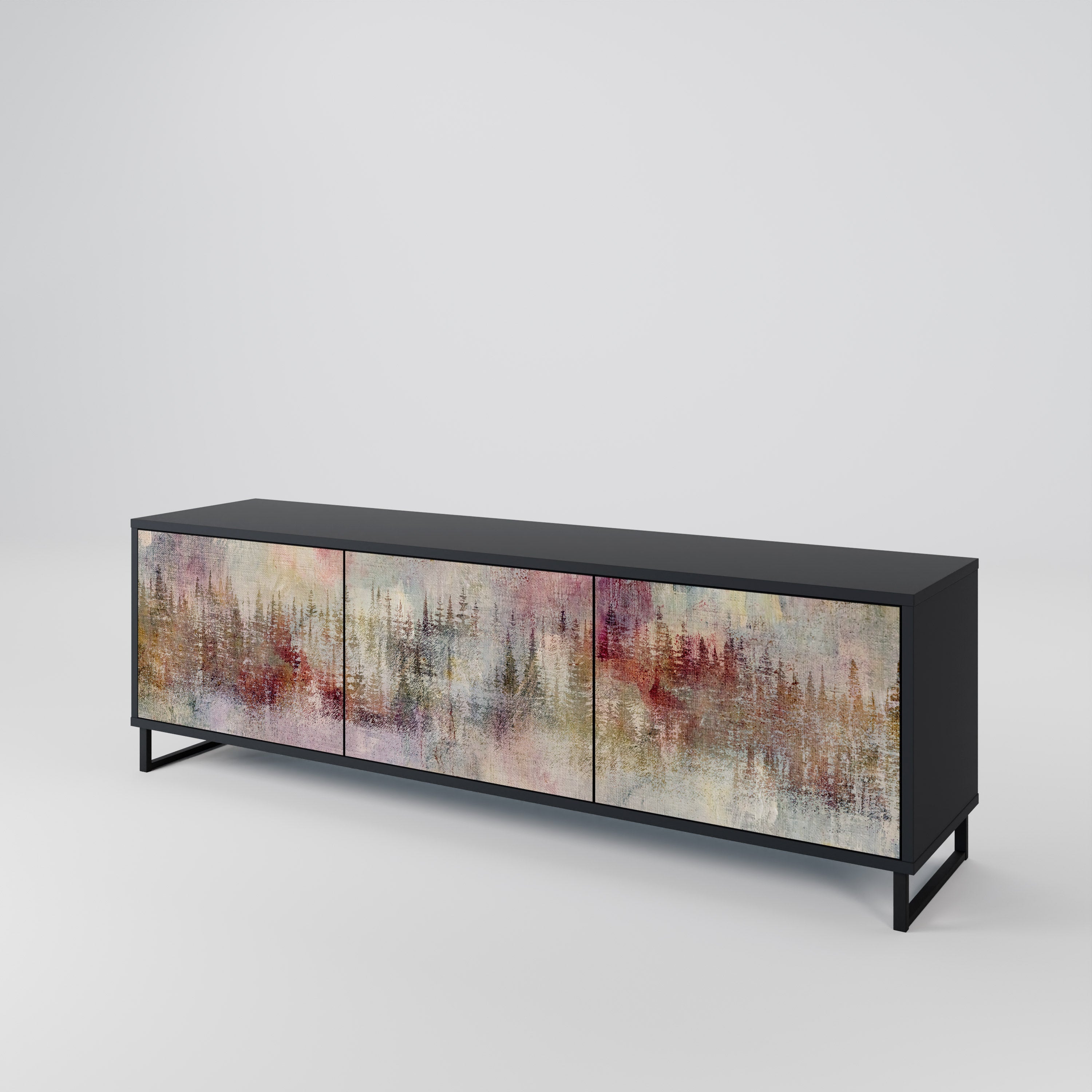 Meuble TV 3 portes VEILED SUMMIT finition noire