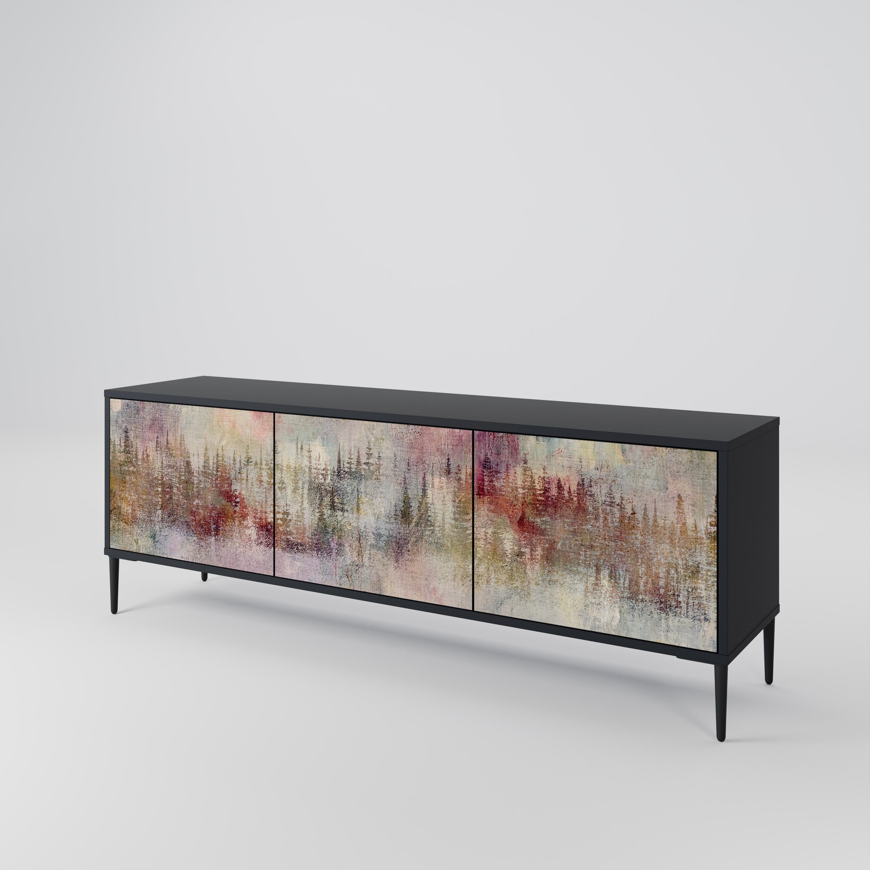 Meuble TV 3 portes VEILED SUMMIT finition noire