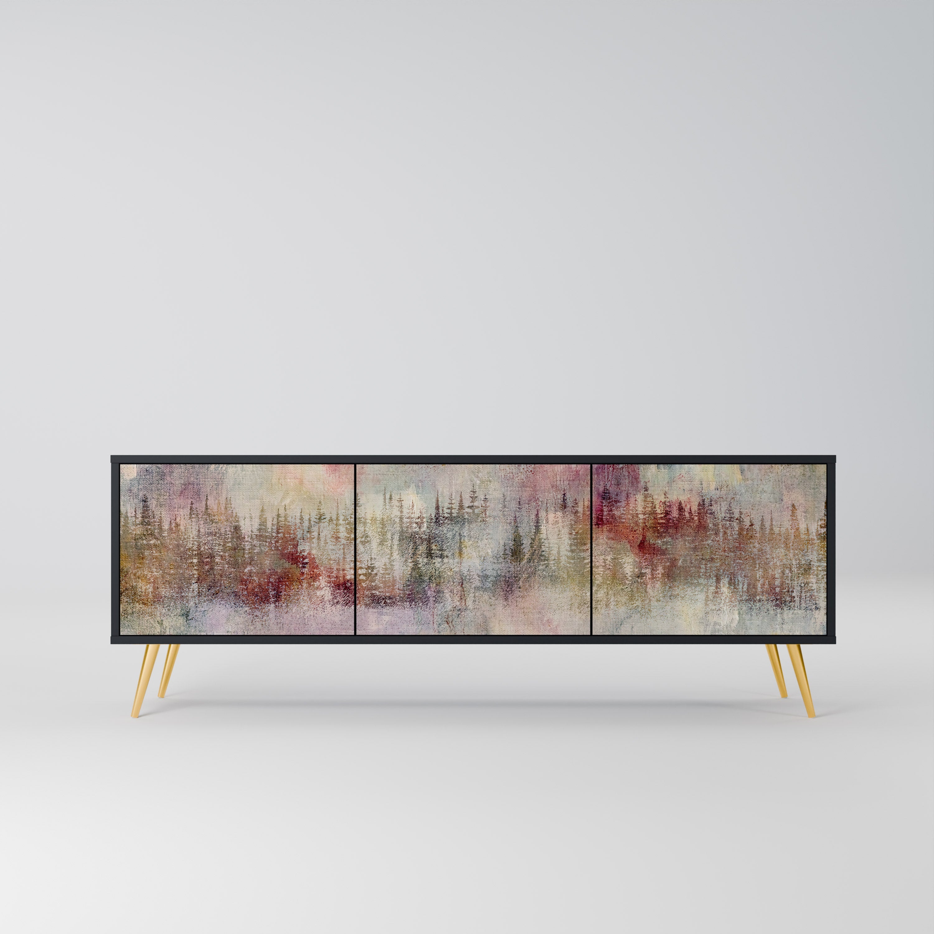 Meuble TV 3 portes VEILED SUMMIT finition noire