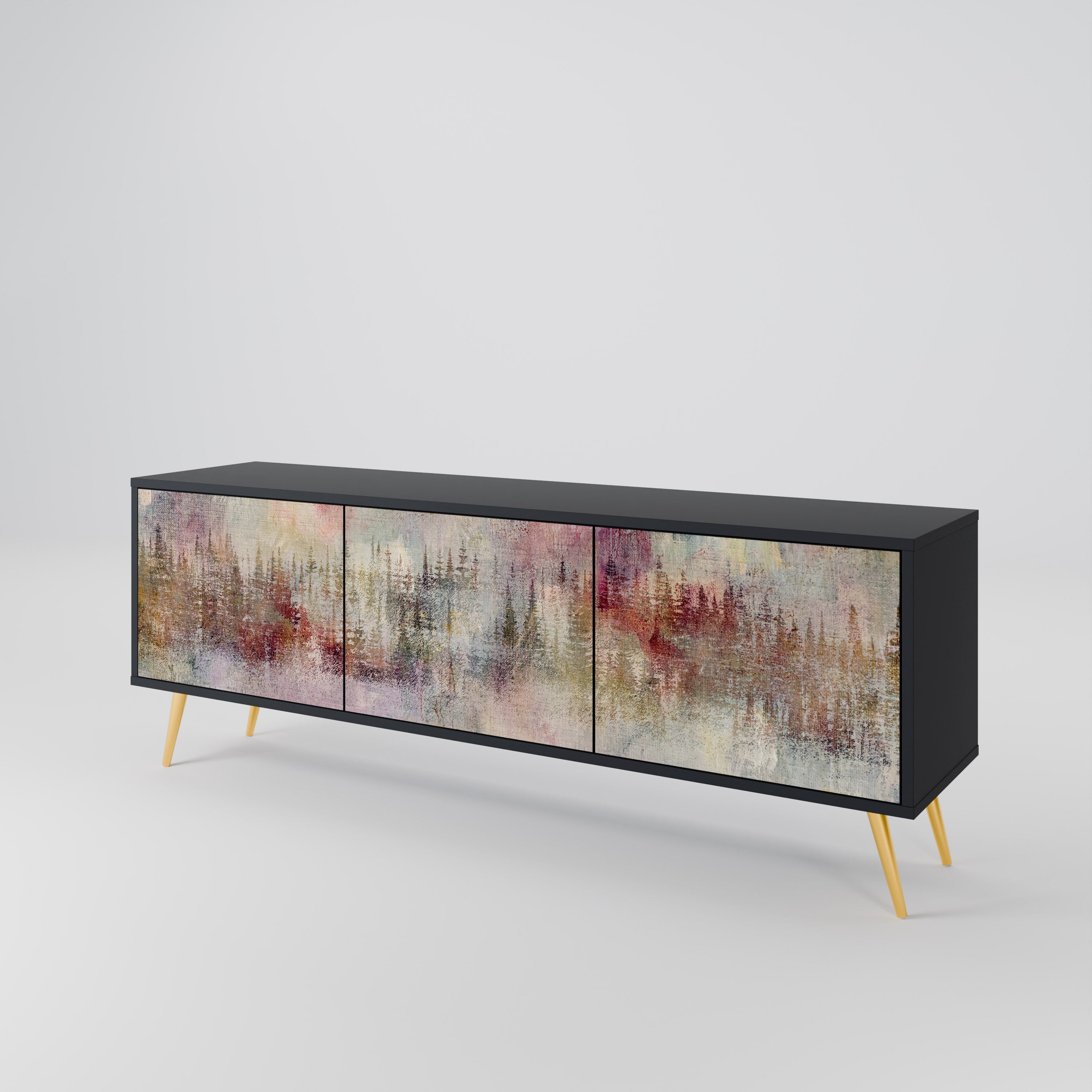 Meuble TV 3 portes VEILED SUMMIT finition noire