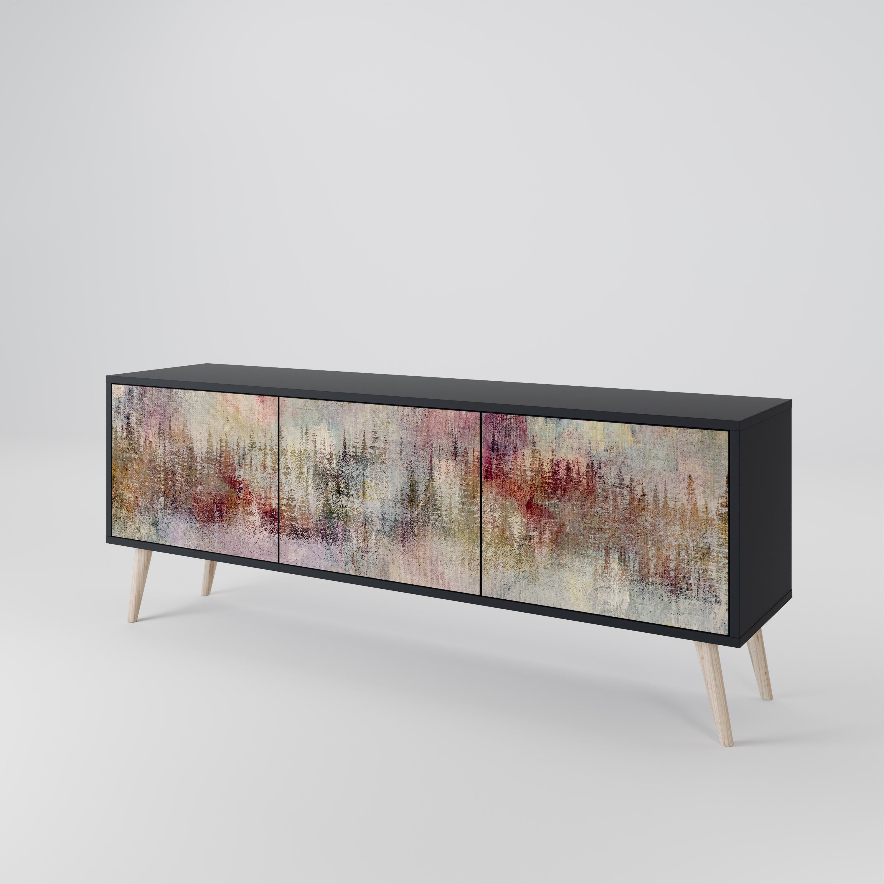 Meuble TV 3 portes VEILED SUMMIT finition noire