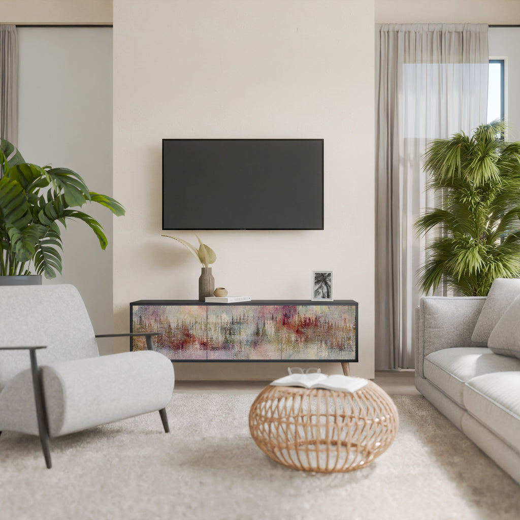 Meuble TV 3 portes VEILED SUMMIT finition noire