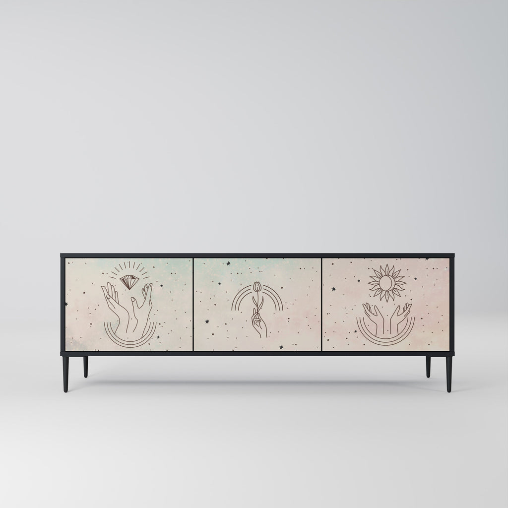 Meuble TV 3 portes DELICATE BEAUTY en finition noire