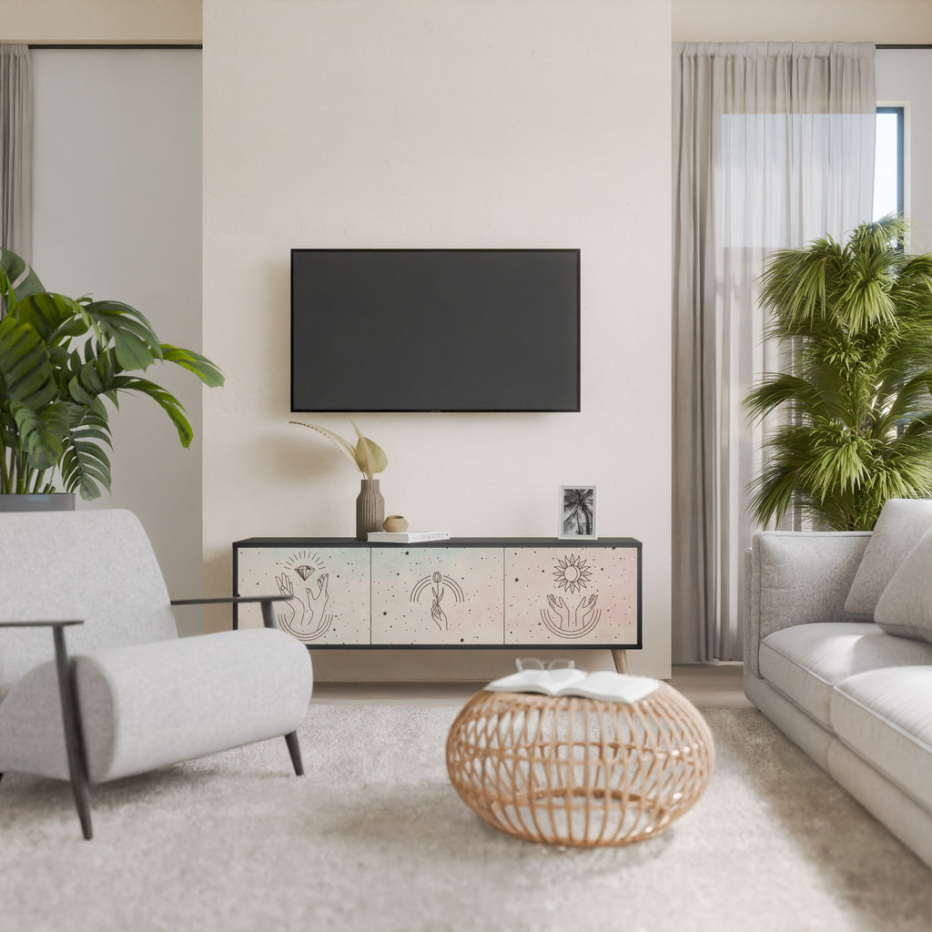 Meuble TV 3 portes DELICATE BEAUTY en finition noire