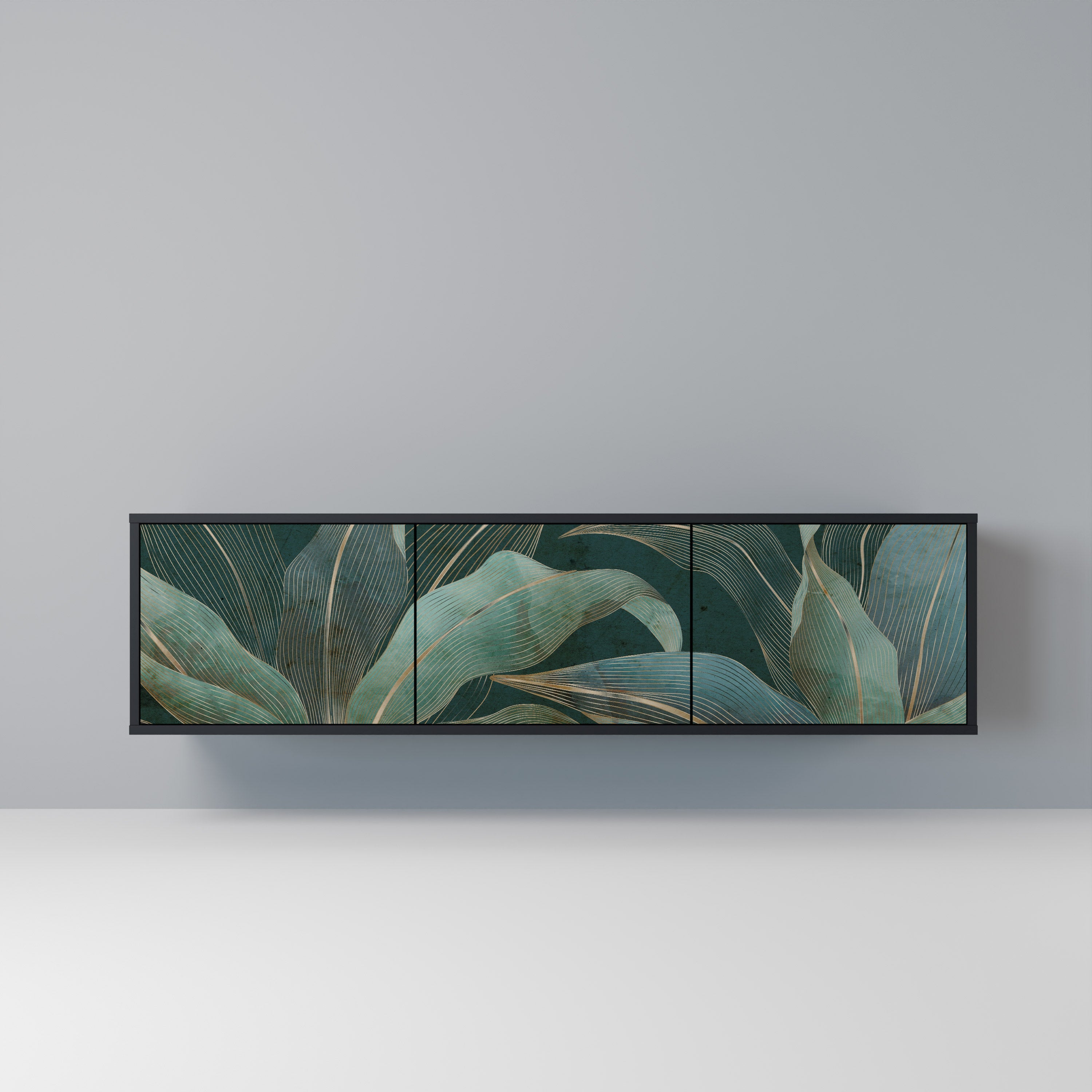 Meuble TV 3 portes ROYAL GREEN finition noire