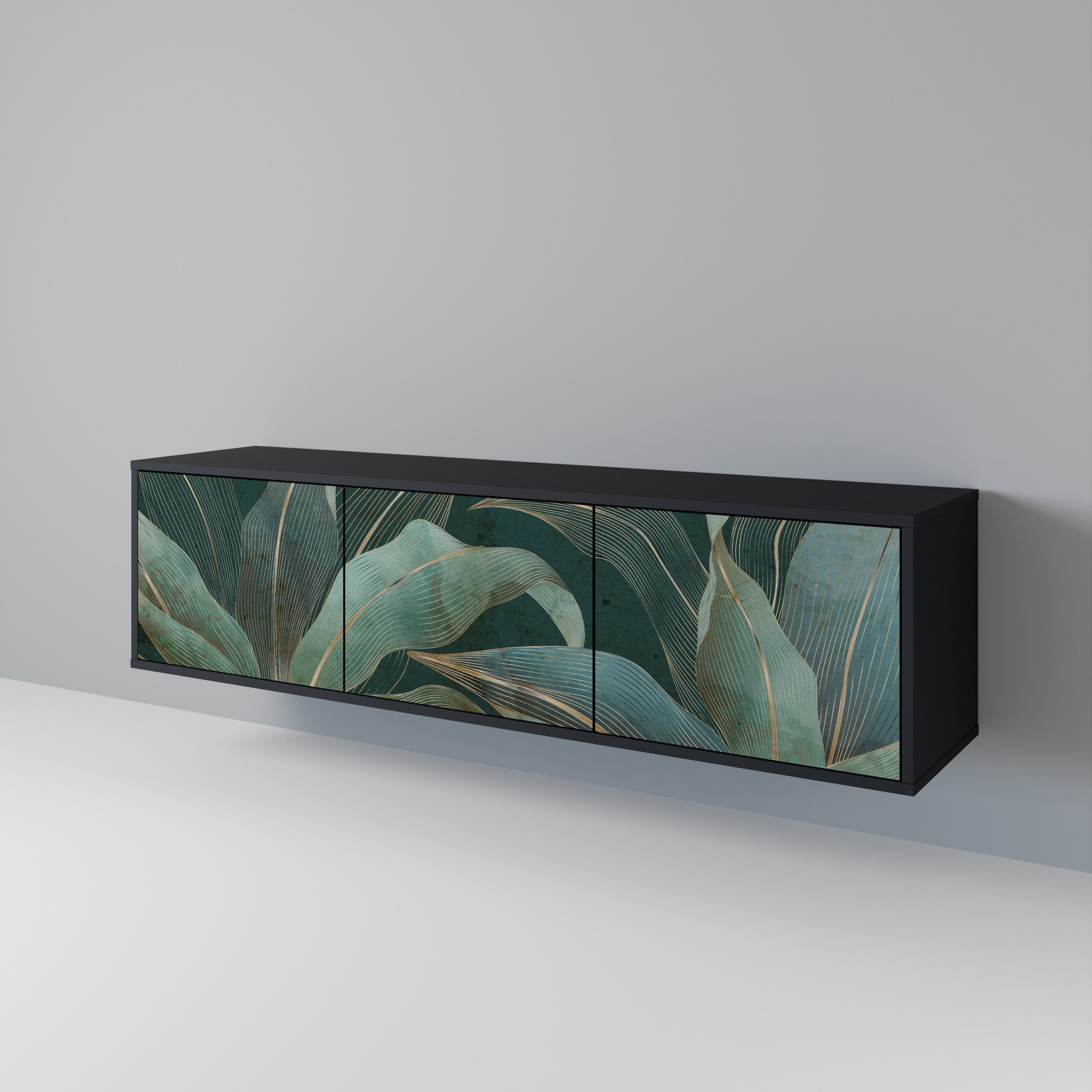 Meuble TV 3 portes ROYAL GREEN finition noire