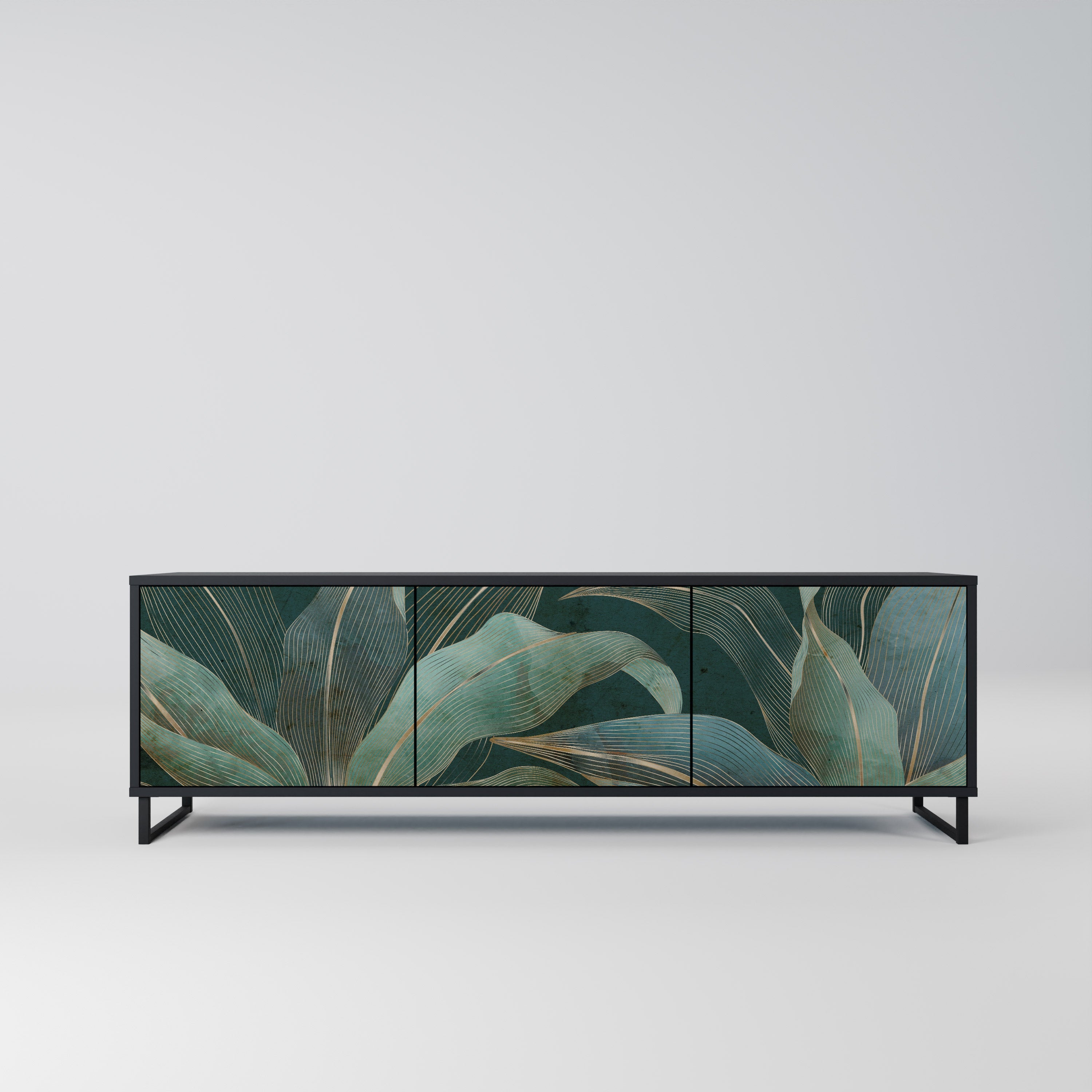 Meuble TV 3 portes ROYAL GREEN finition noire