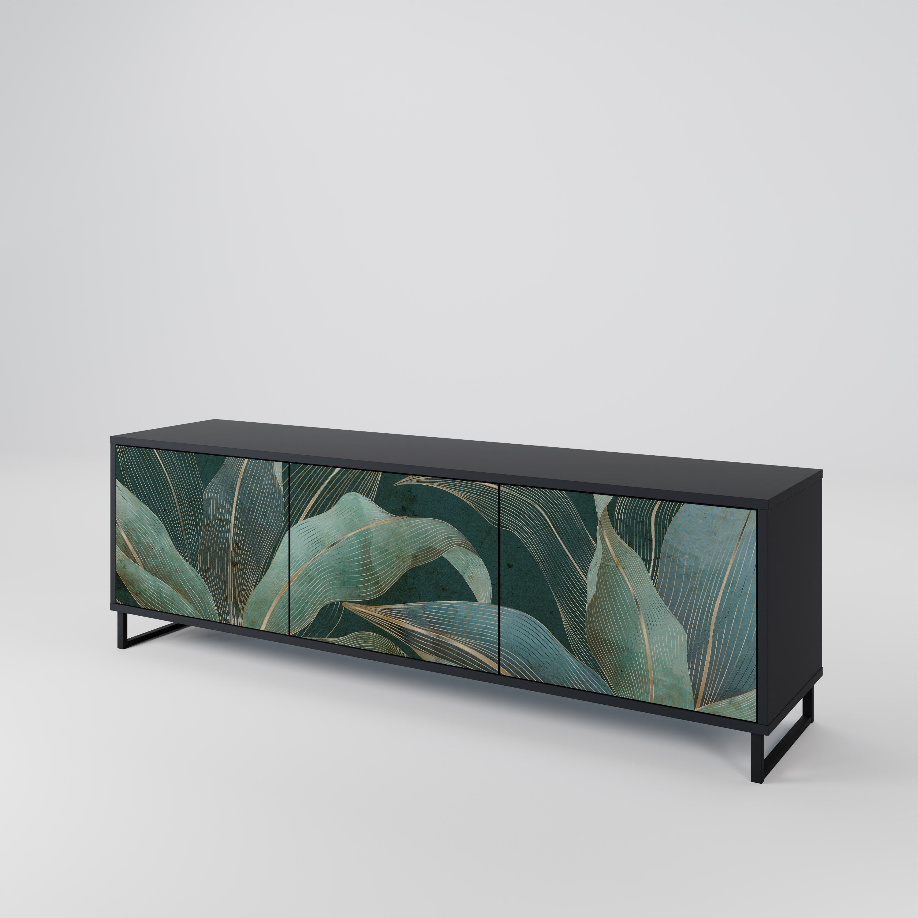 Meuble TV 3 portes ROYAL GREEN finition noire