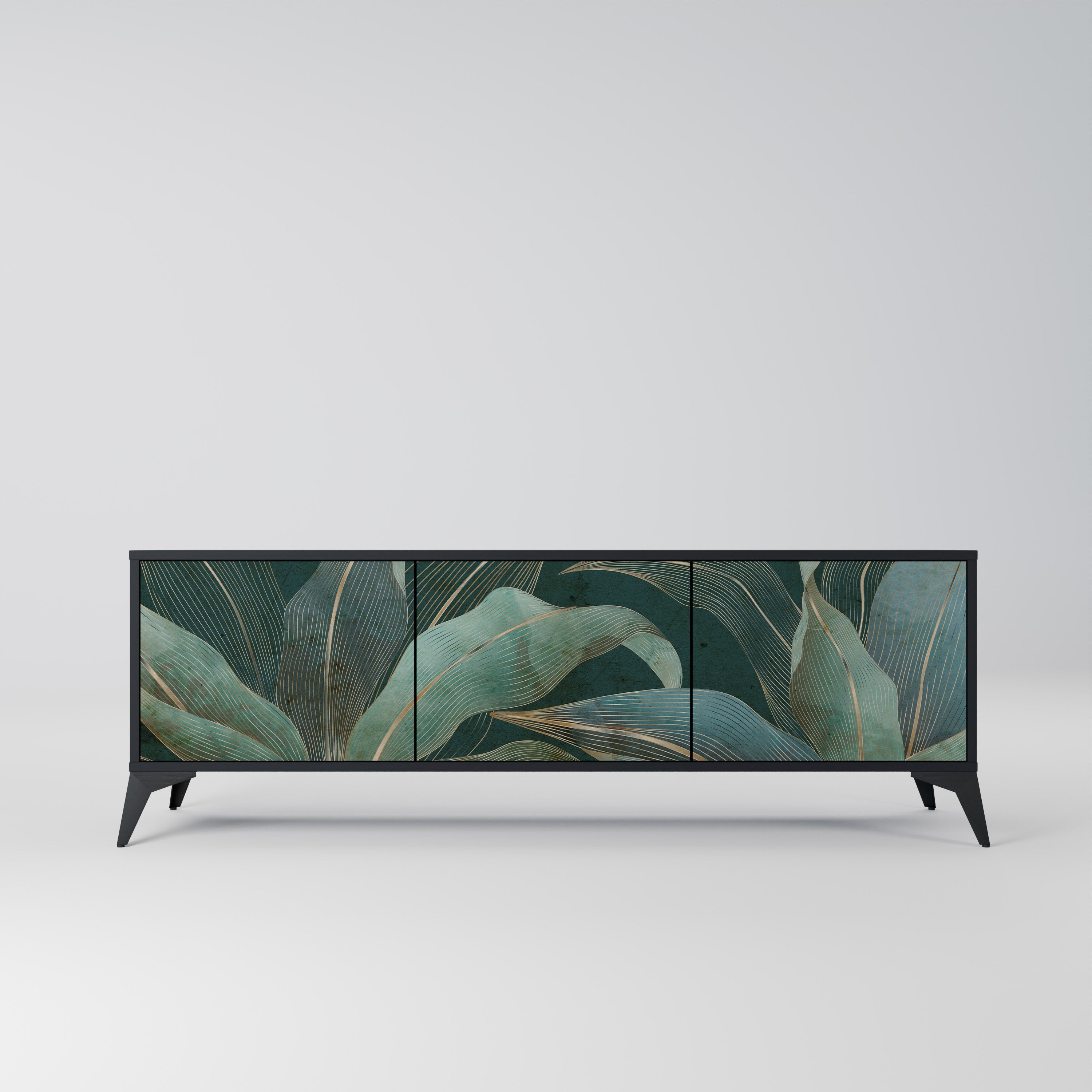 Meuble TV 3 portes ROYAL GREEN finition noire