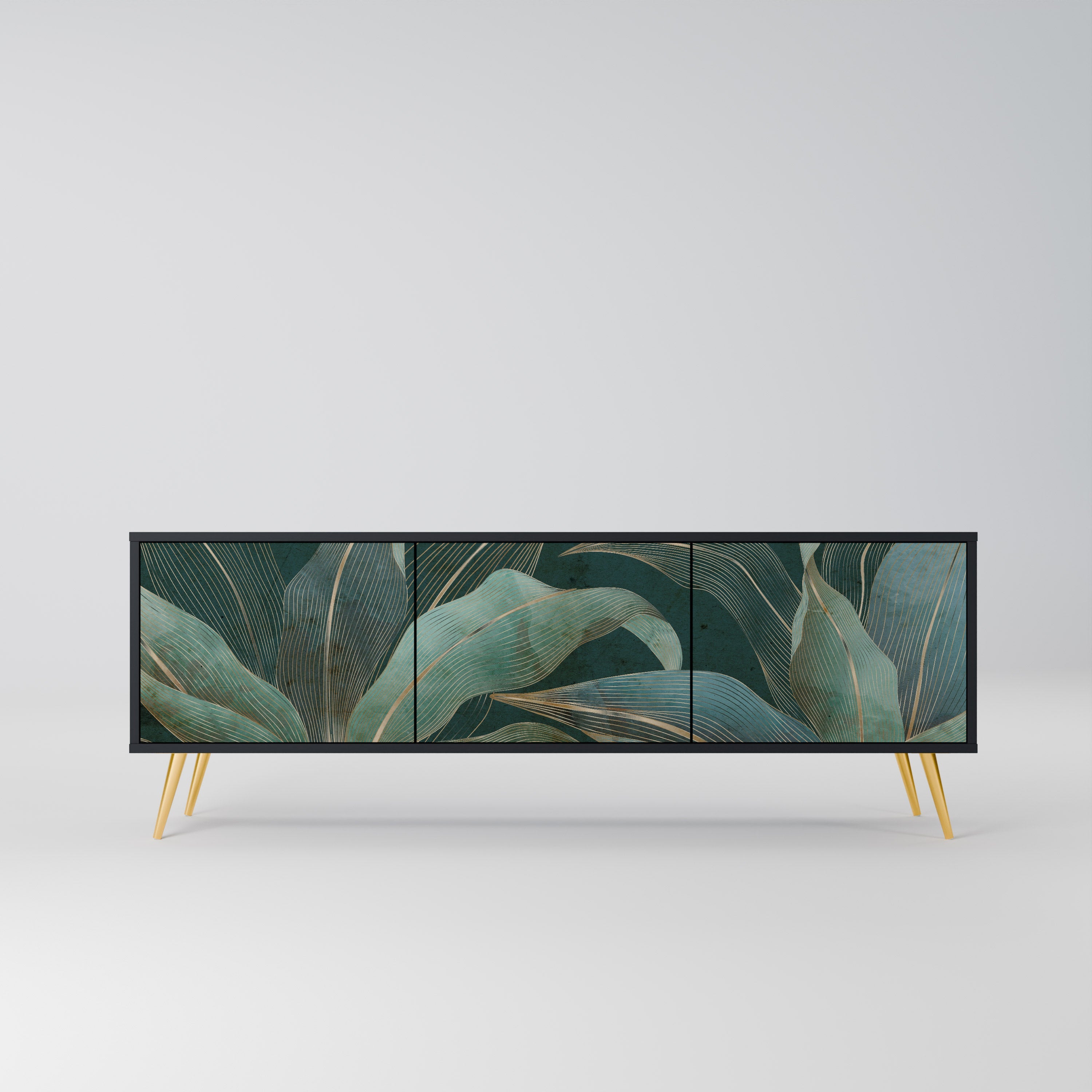 Meuble TV 3 portes ROYAL GREEN finition noire