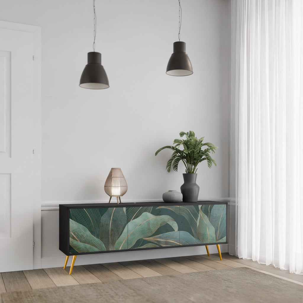 Meuble TV 3 portes ROYAL GREEN finition noire