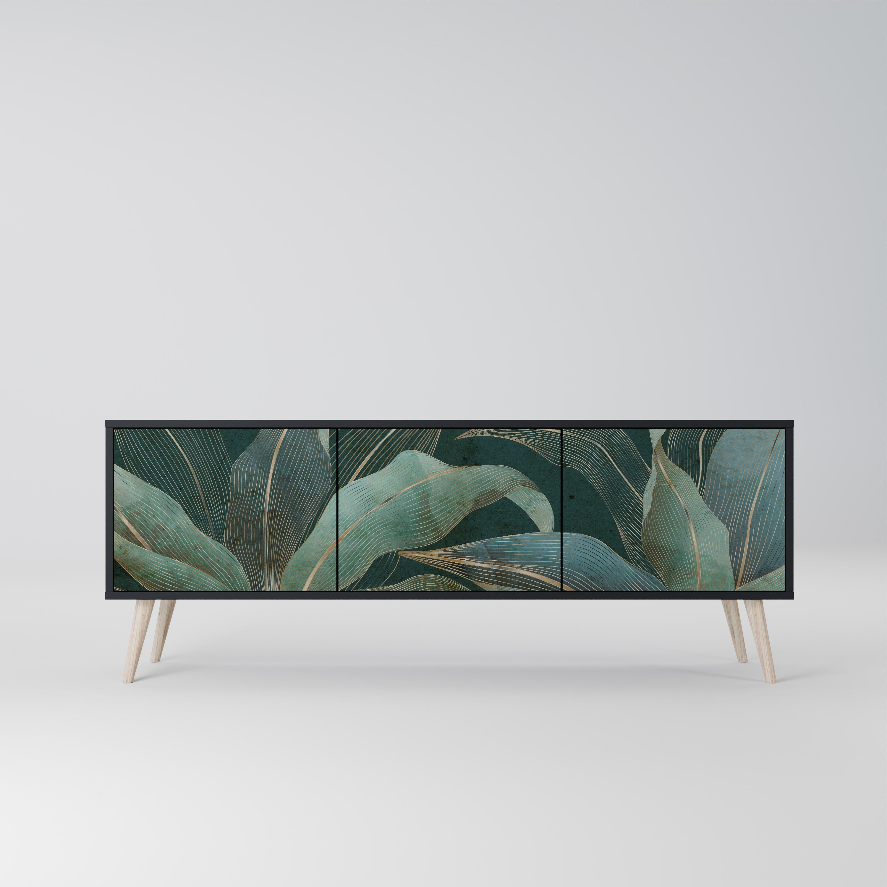 Meuble TV 3 portes ROYAL GREEN finition noire