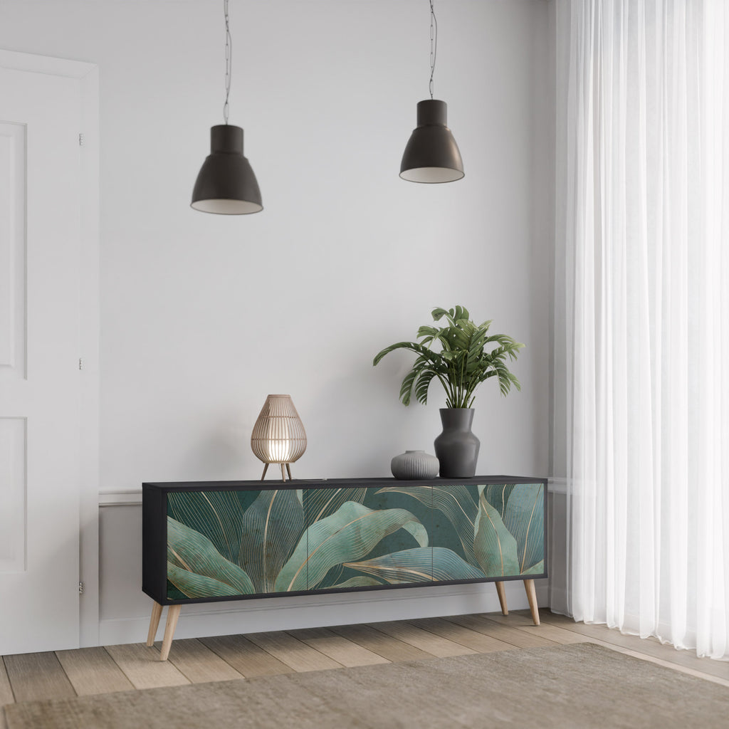 Meuble TV 3 portes ROYAL GREEN finition noire