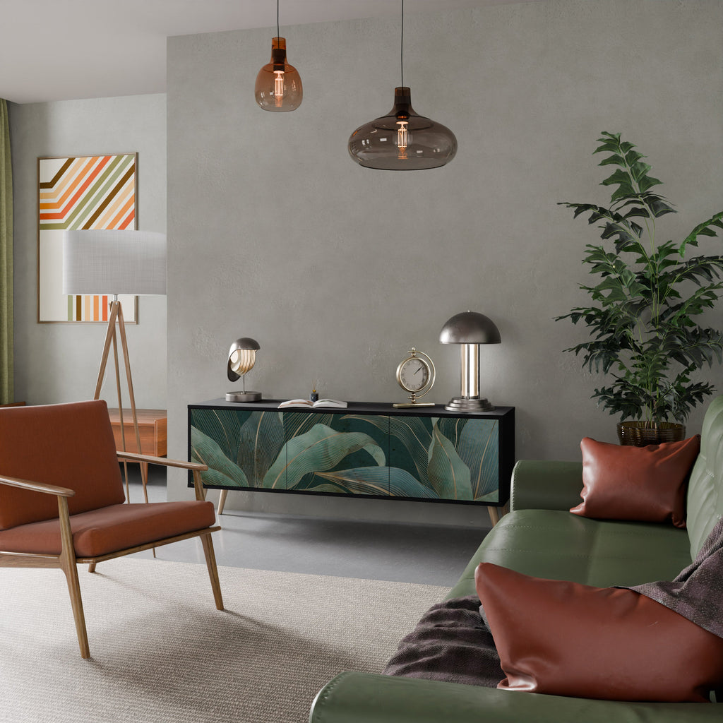 Meuble TV 3 portes ROYAL GREEN finition noire