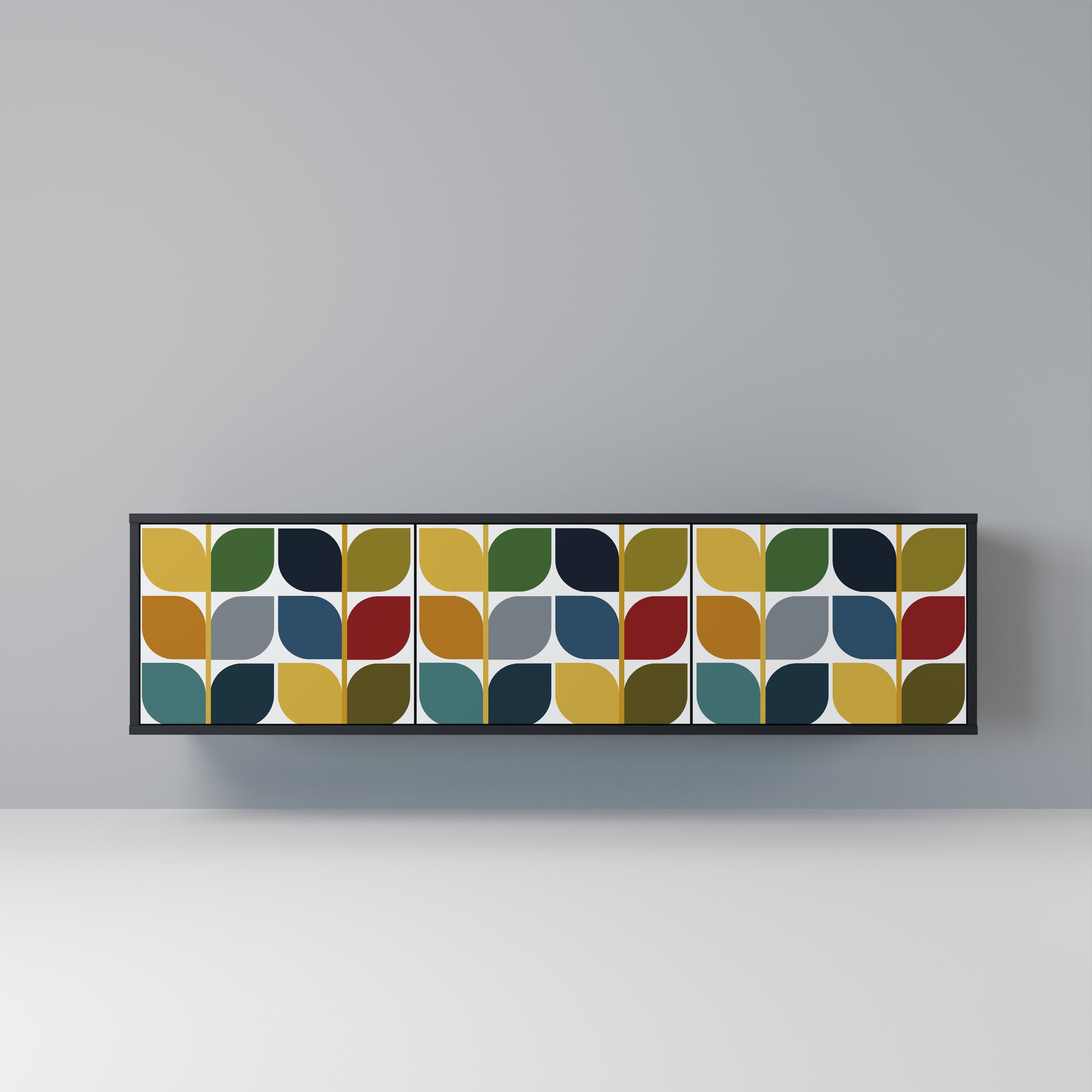 Meuble TV 3 portes WEIGHTLESS HOURS en finition noire