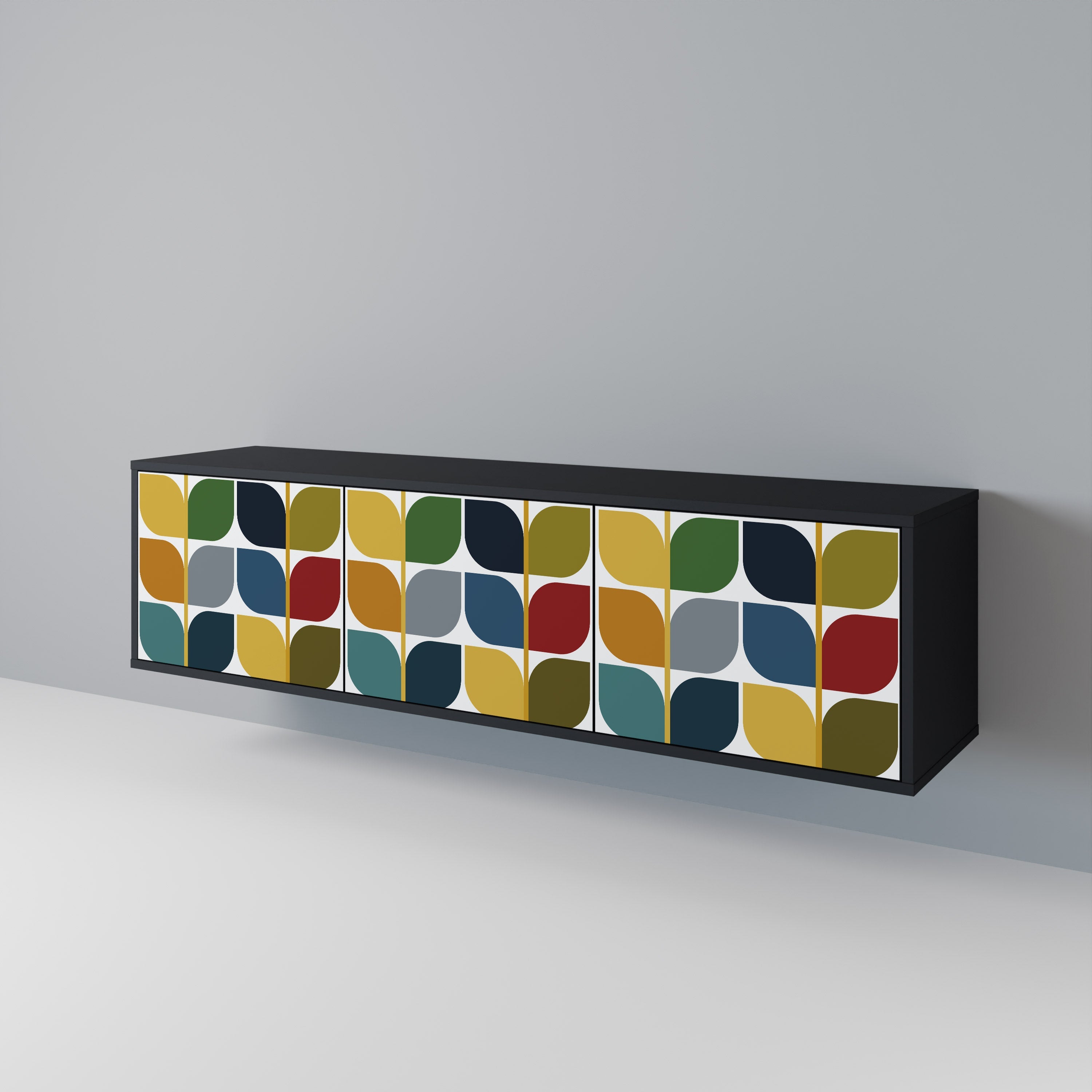 Meuble TV 3 portes WEIGHTLESS HOURS en finition noire