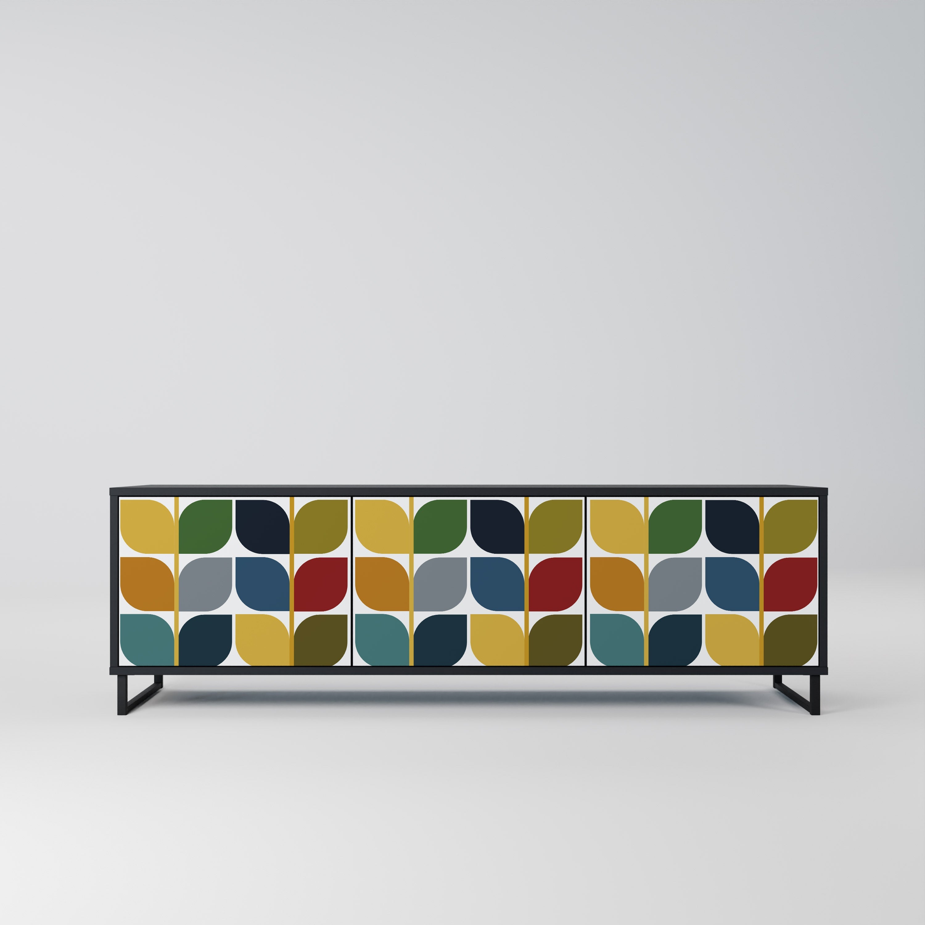 Meuble TV 3 portes WEIGHTLESS HOURS en finition noire