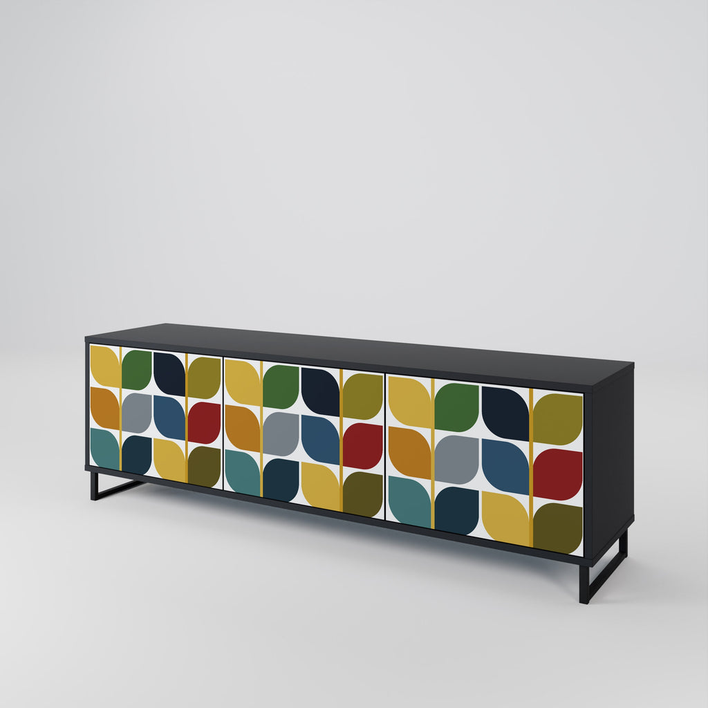 Meuble TV 3 portes WEIGHTLESS HOURS en finition noire