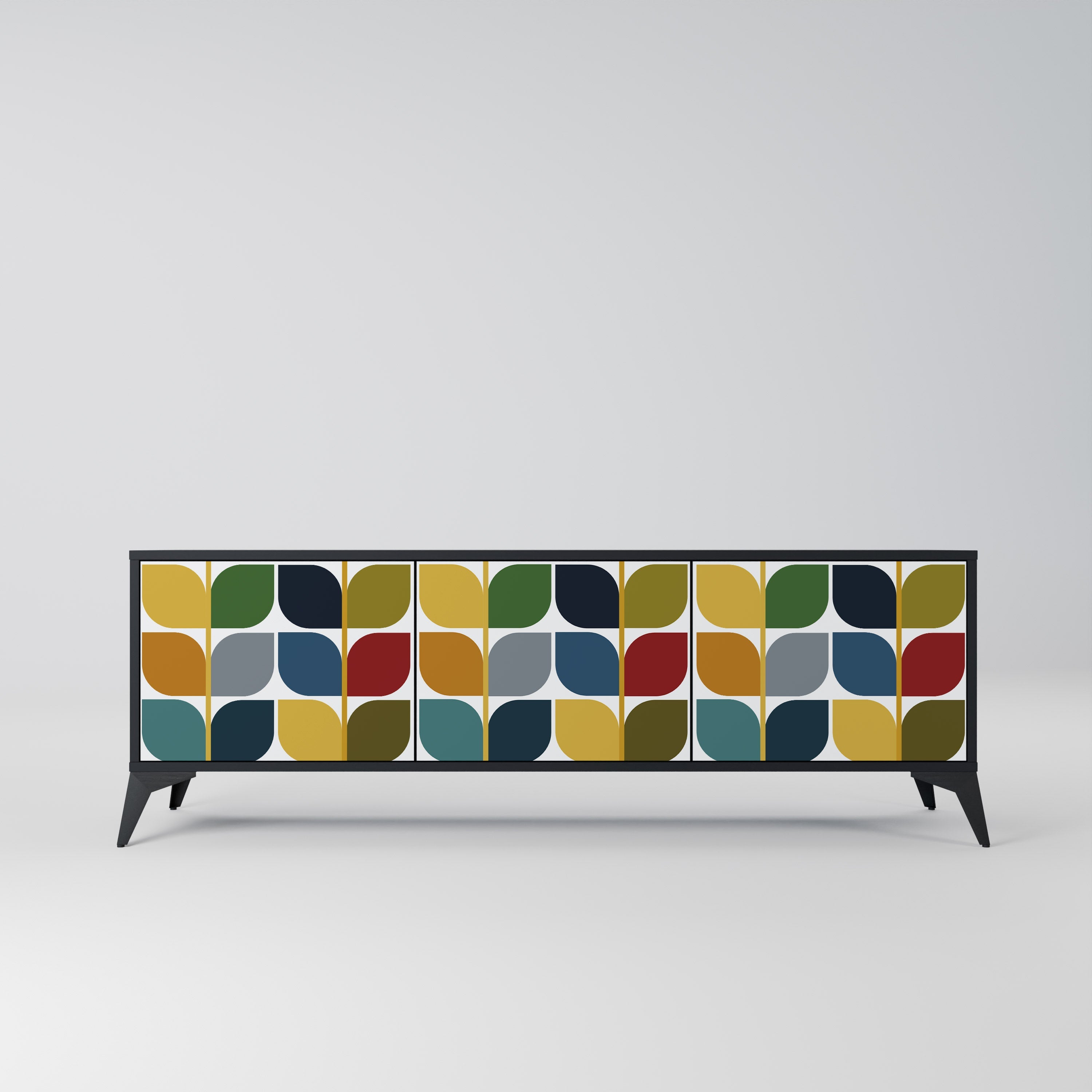 Meuble TV 3 portes WEIGHTLESS HOURS en finition noire