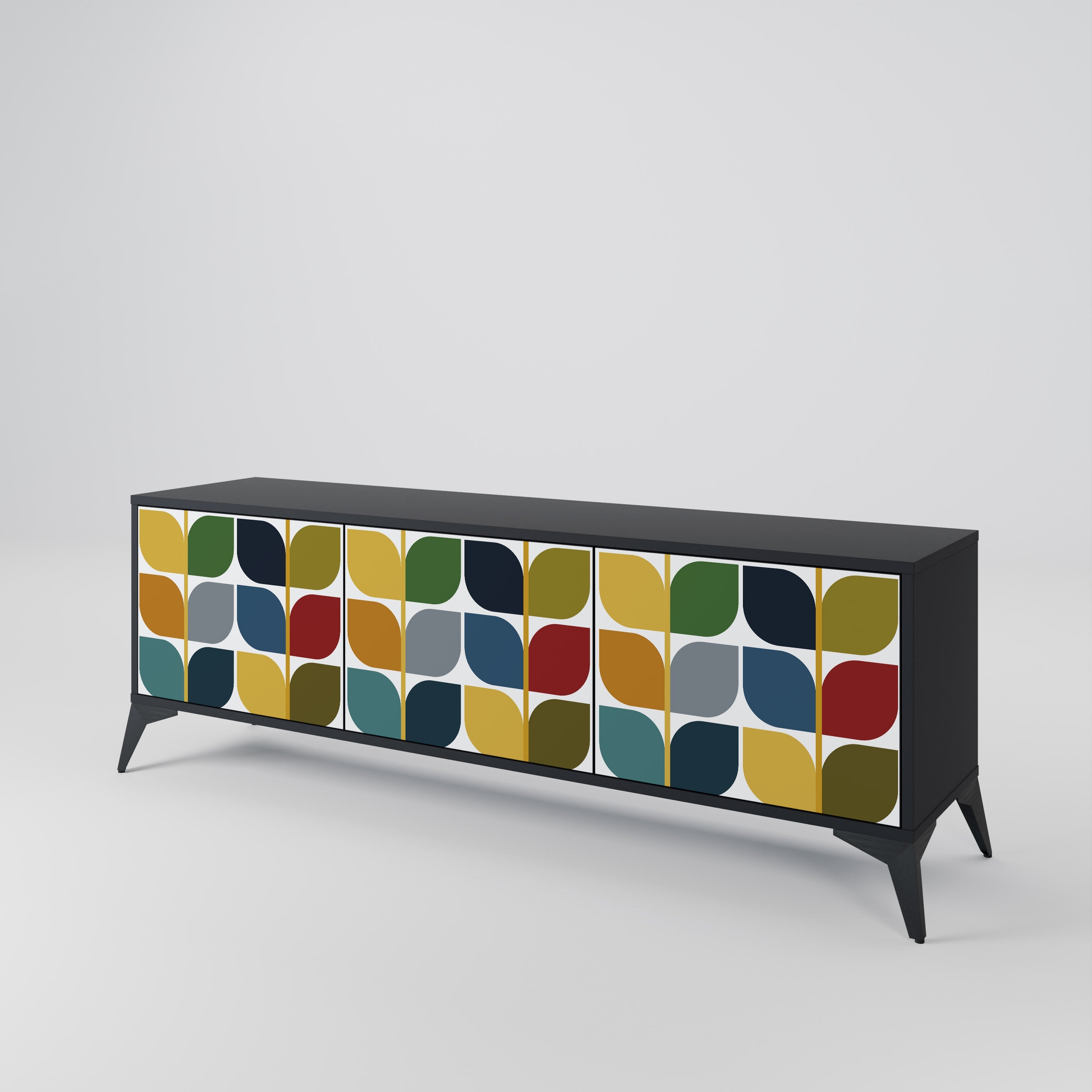 Meuble TV 3 portes WEIGHTLESS HOURS en finition noire