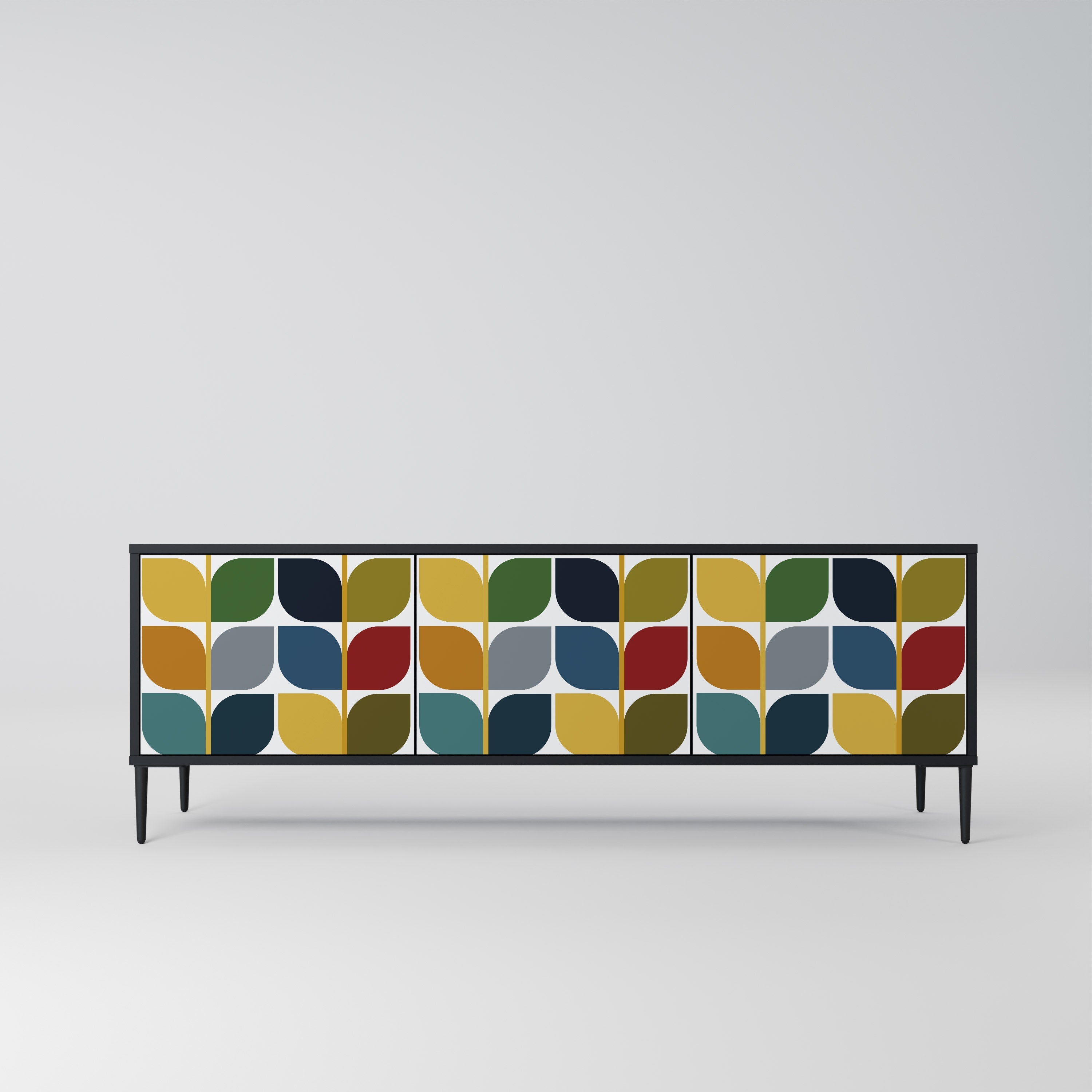 Meuble TV 3 portes WEIGHTLESS HOURS en finition noire