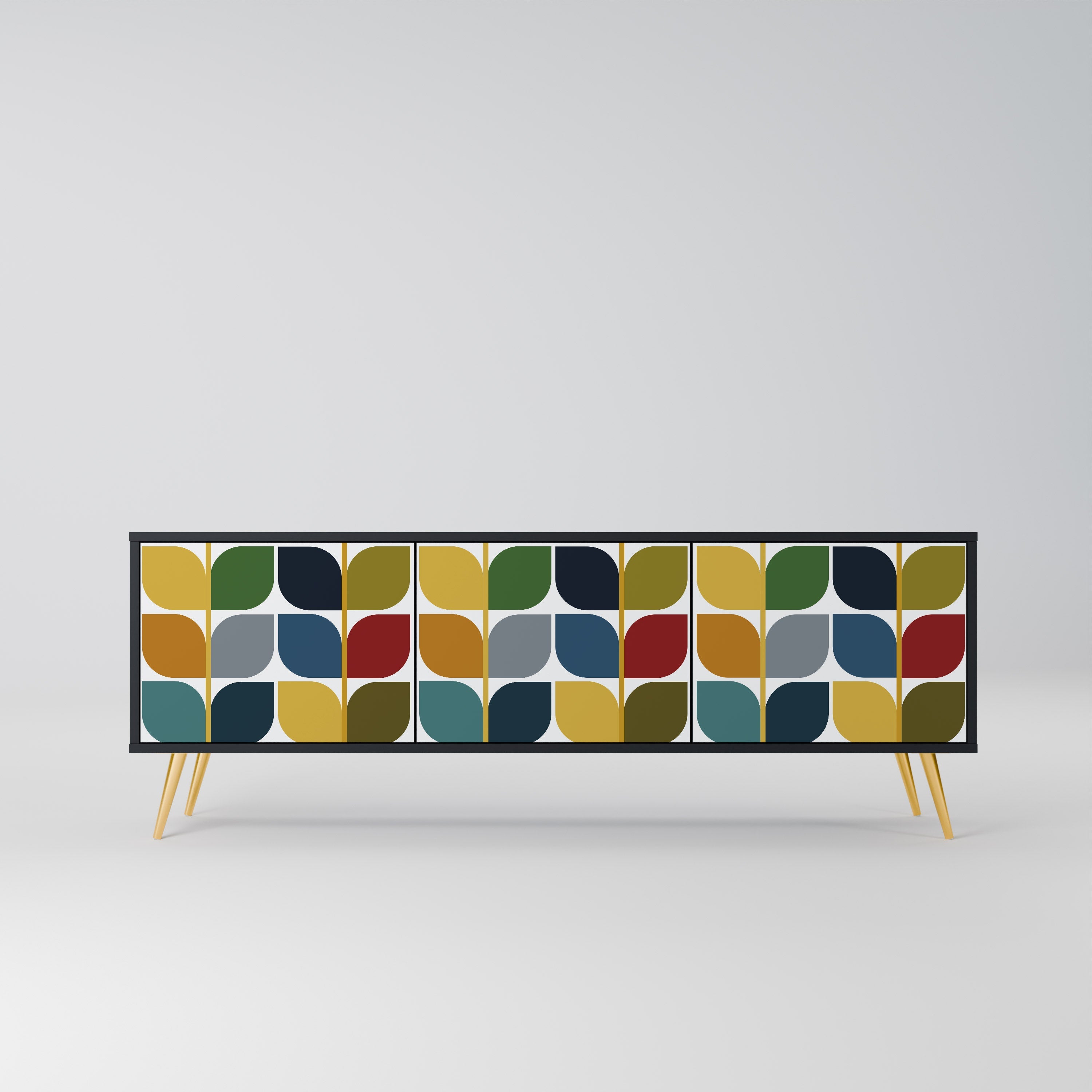 Meuble TV 3 portes WEIGHTLESS HOURS en finition noire