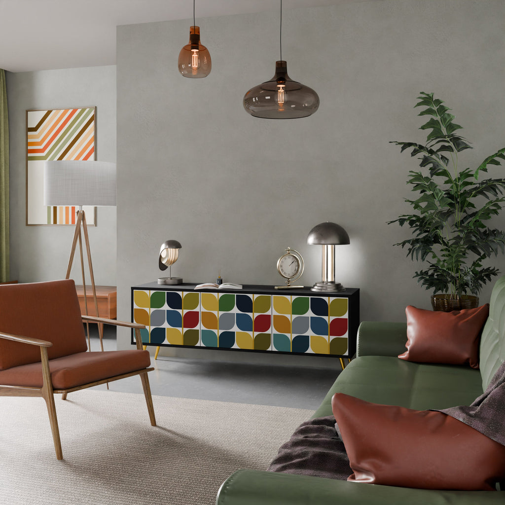 Meuble TV 3 portes WEIGHTLESS HOURS en finition noire