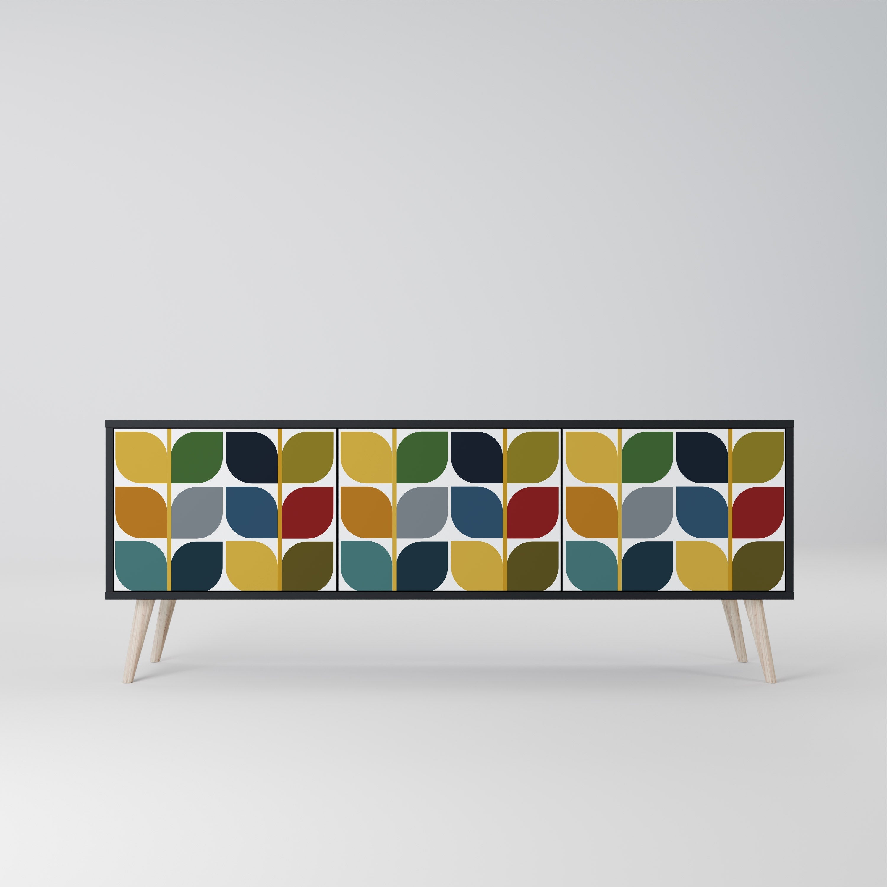 Meuble TV 3 portes WEIGHTLESS HOURS en finition noire