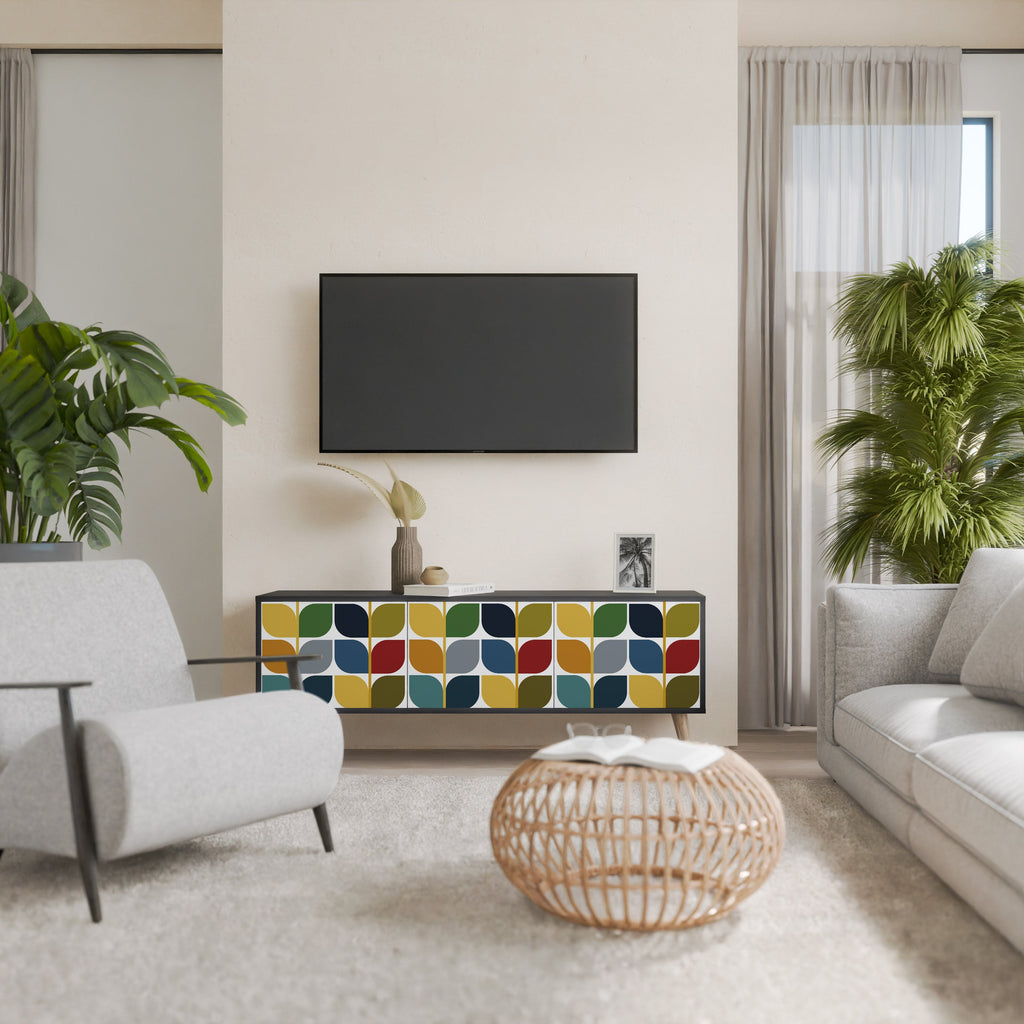 Meuble TV 3 portes WEIGHTLESS HOURS en finition noire