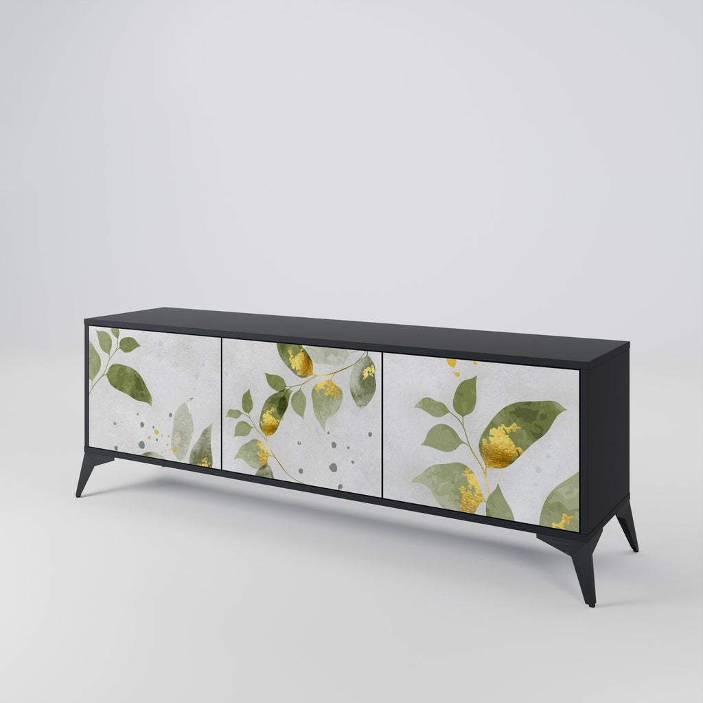 Meuble TV 3 portes ELEGANT BOTANICS finition noire