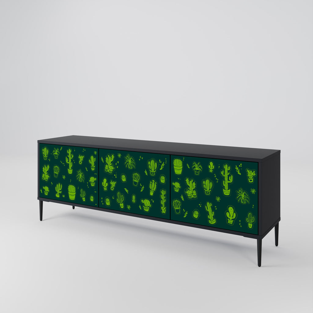 Meuble TV 3 portes DESERT GREEN finition noire