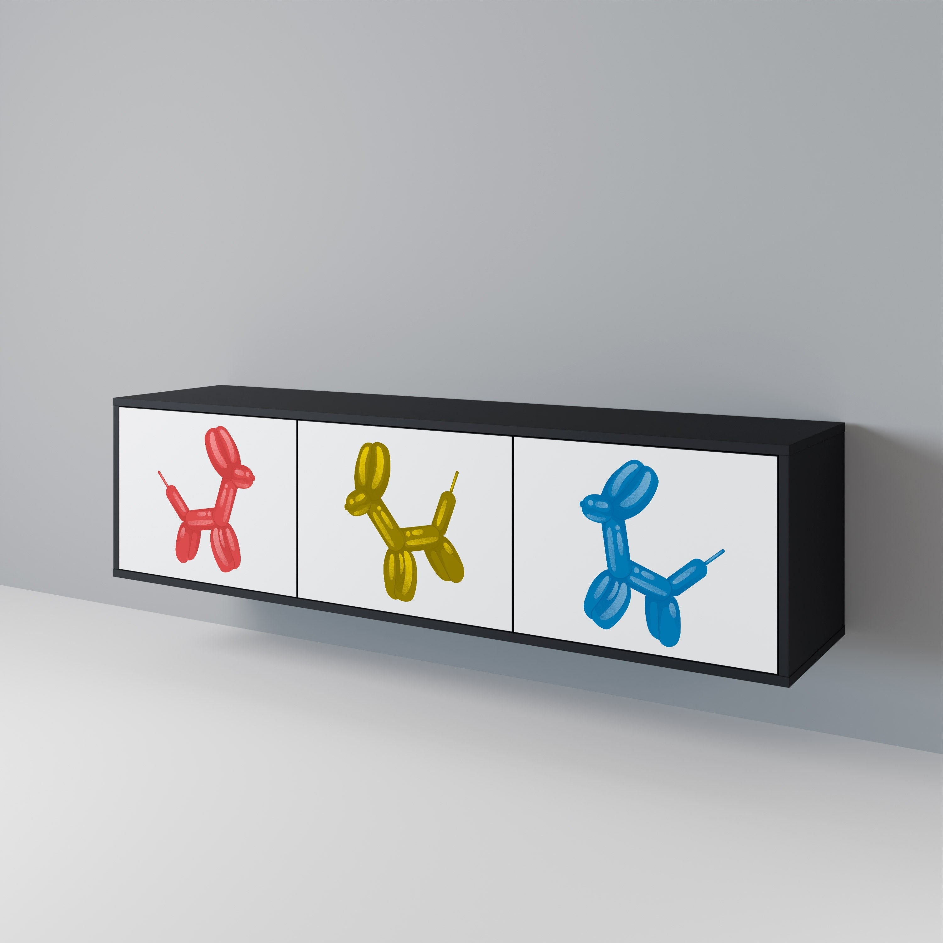 Meuble TV 3 portes CHILDHOOD MEMORY en finition noire