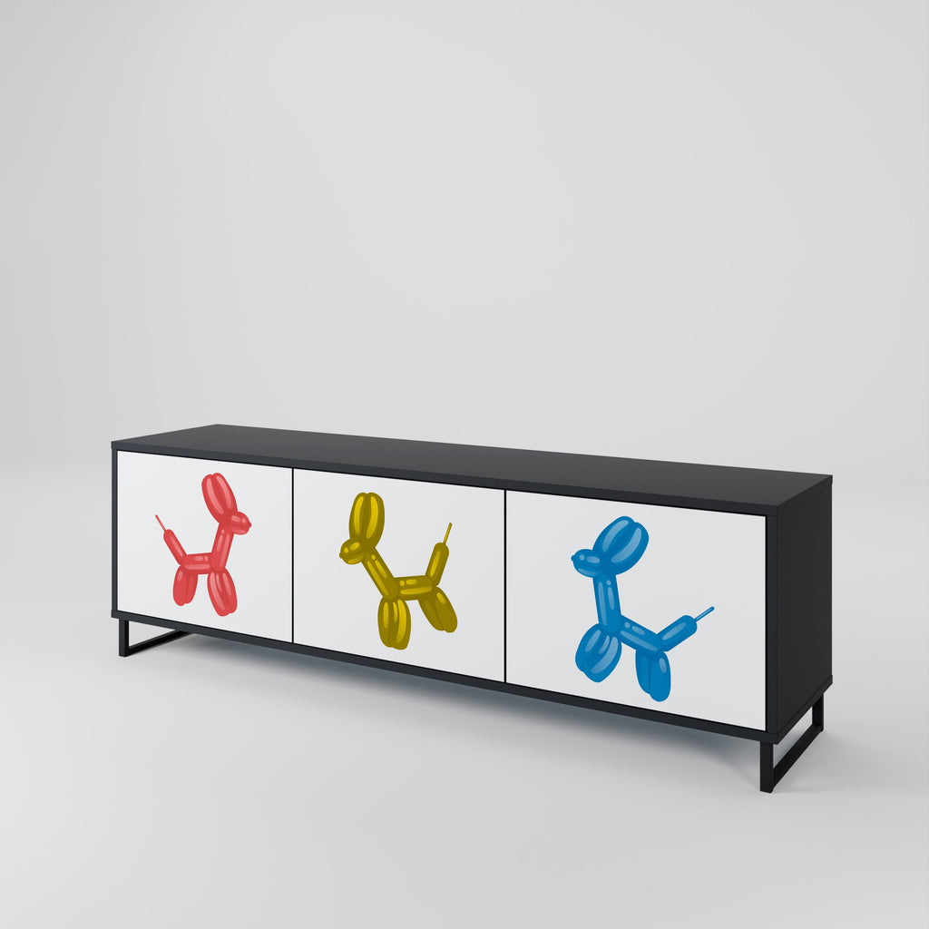 Meuble TV 3 portes CHILDHOOD MEMORY en finition noire