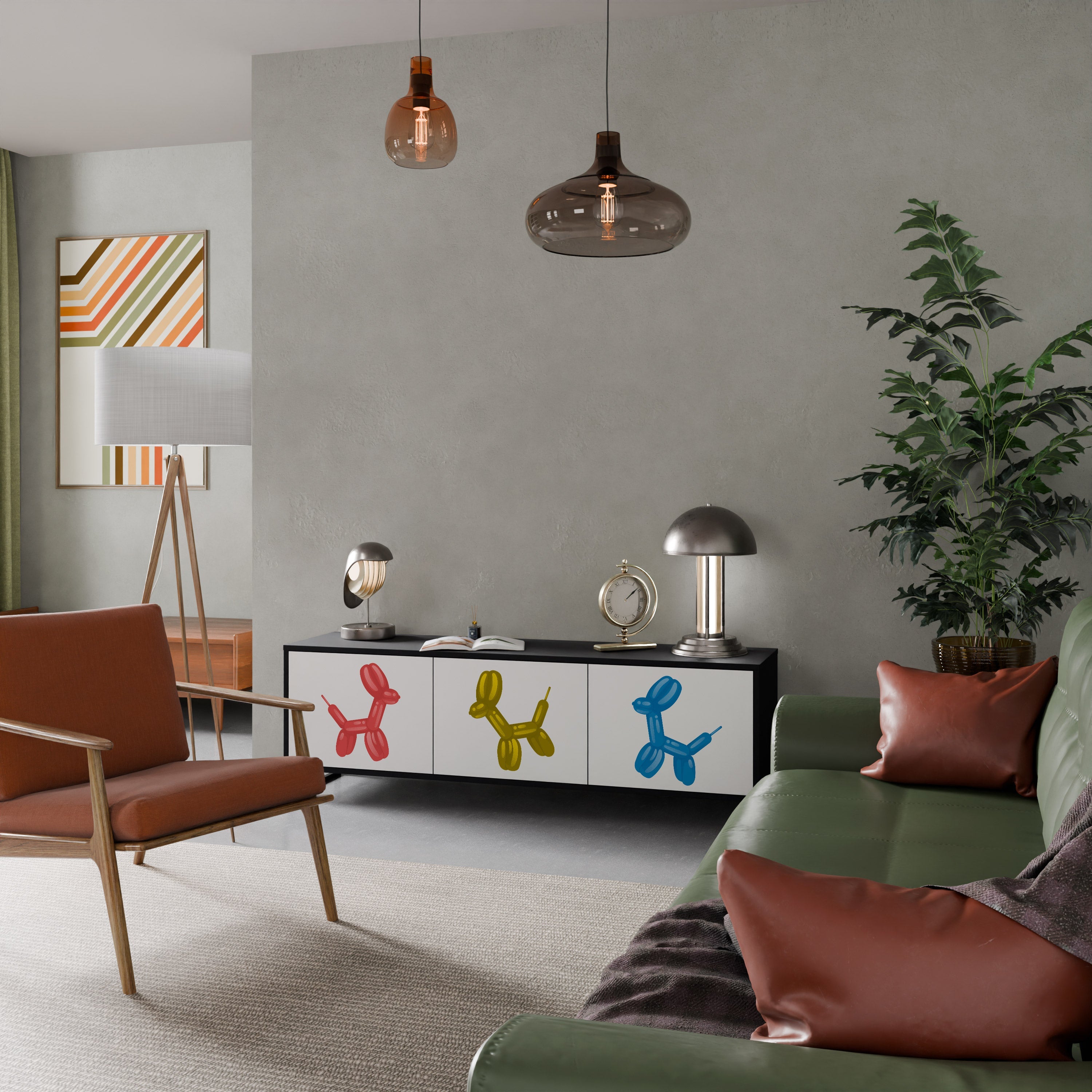 Meuble TV 3 portes CHILDHOOD MEMORY en finition noire