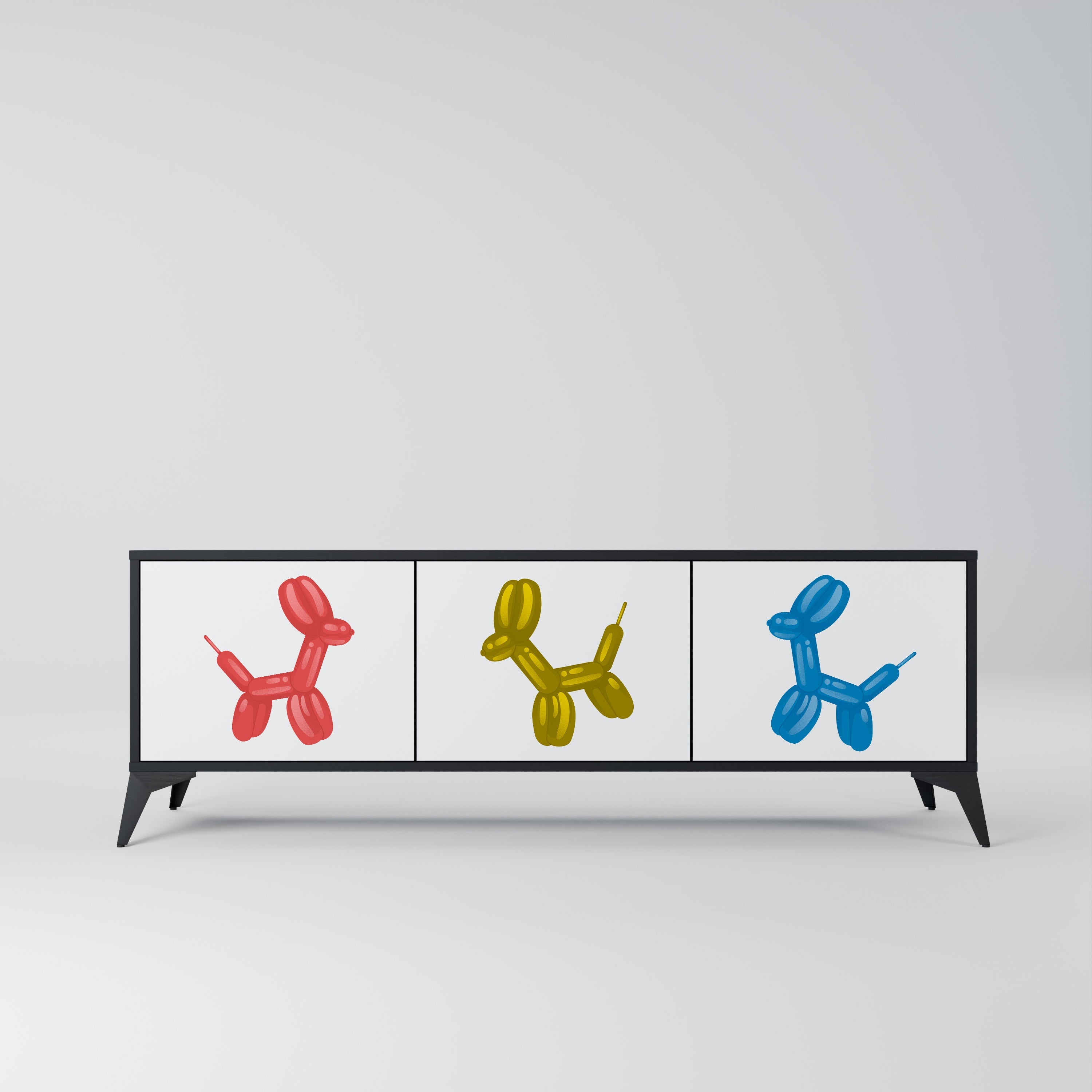 Meuble TV 3 portes CHILDHOOD MEMORY en finition noire