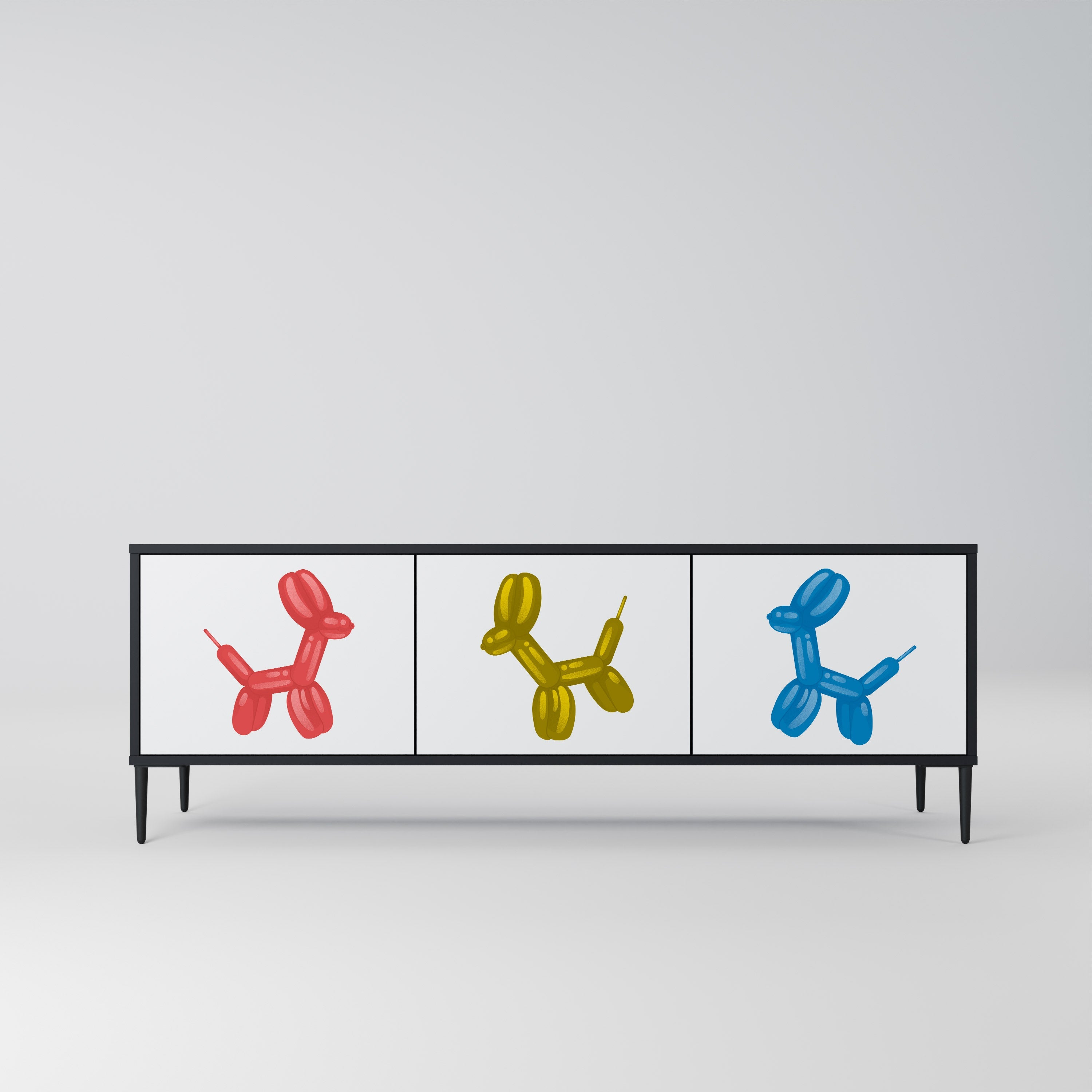 Meuble TV 3 portes CHILDHOOD MEMORY en finition noire