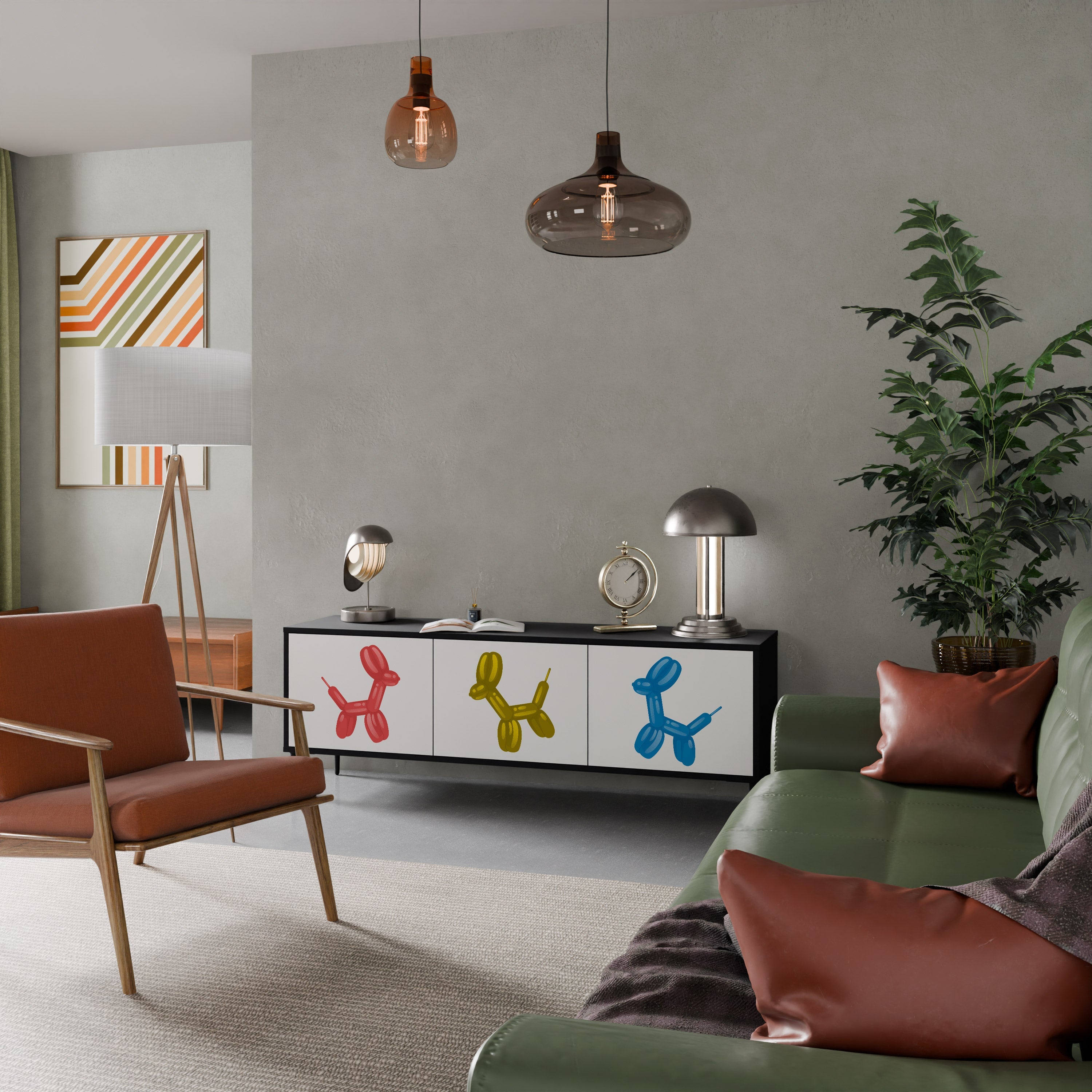 Meuble TV 3 portes CHILDHOOD MEMORY en finition noire