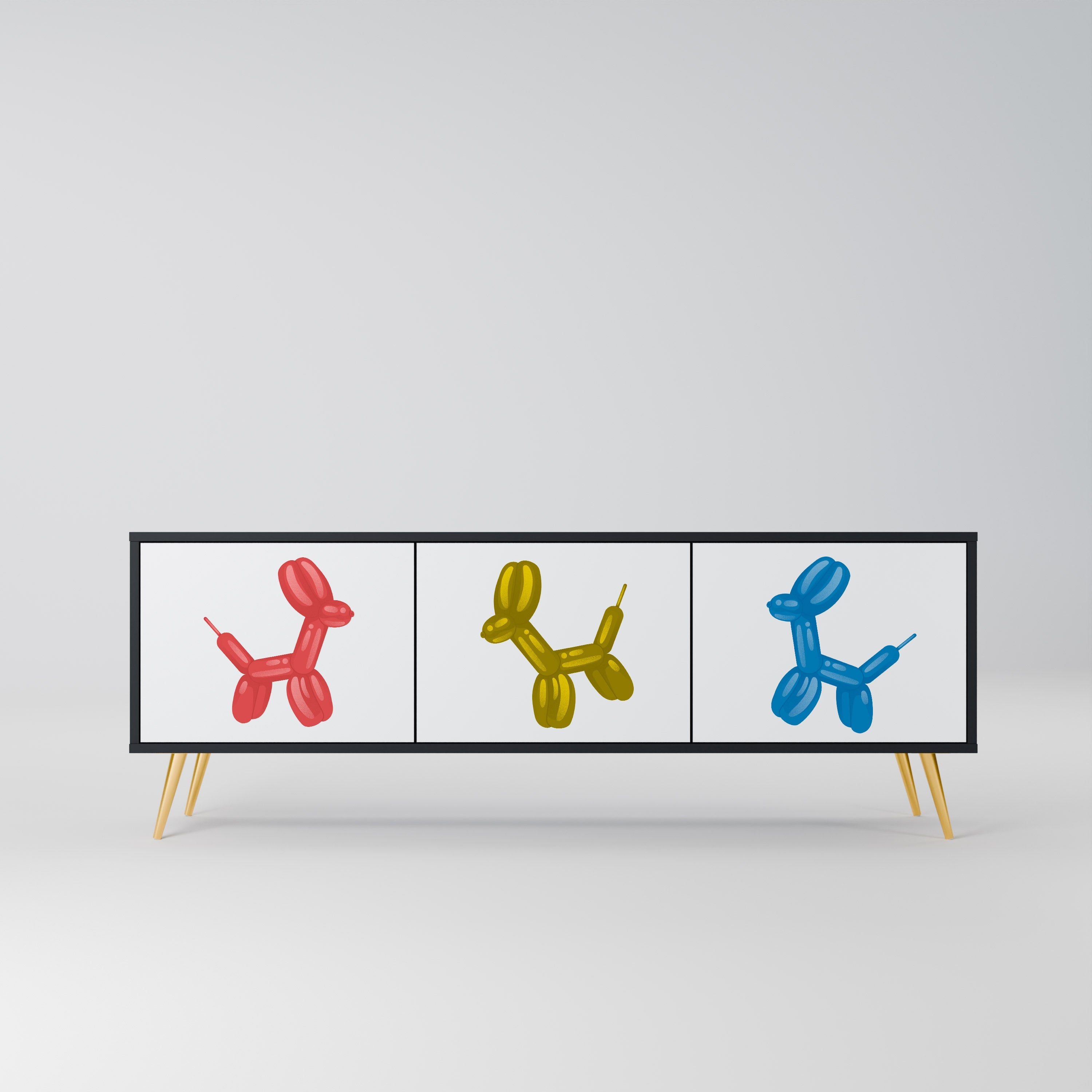 Meuble TV 3 portes CHILDHOOD MEMORY en finition noire