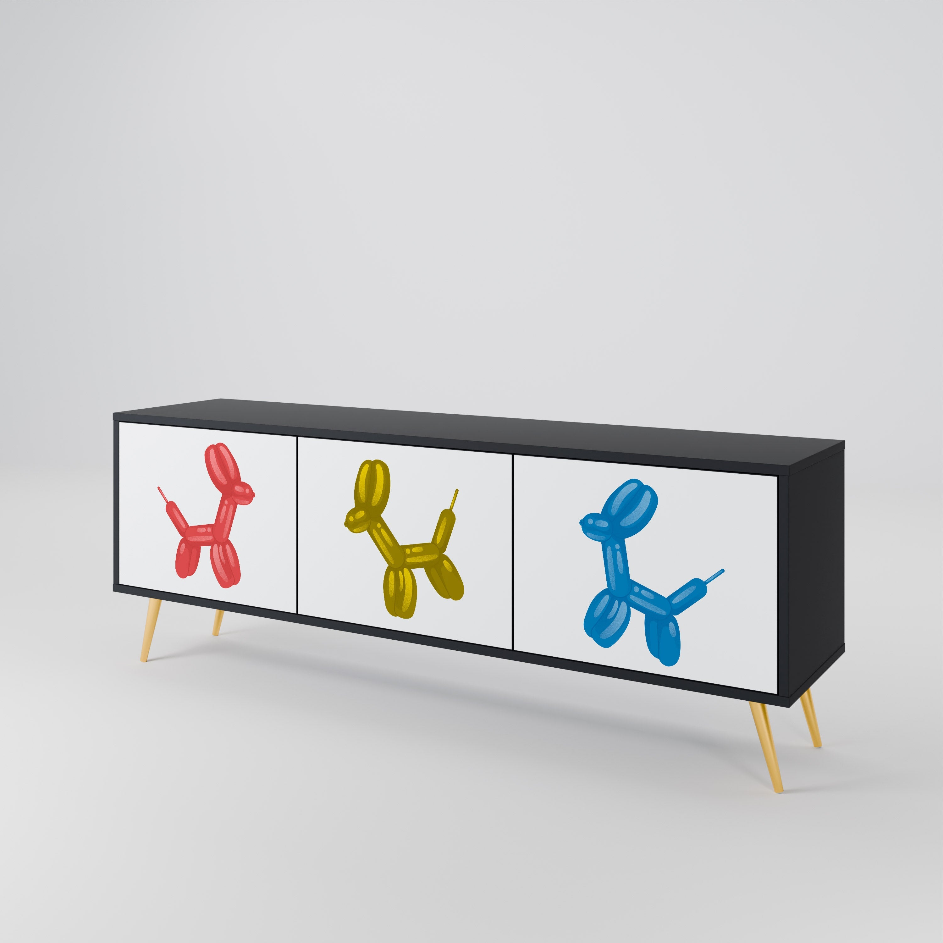 Meuble TV 3 portes CHILDHOOD MEMORY en finition noire