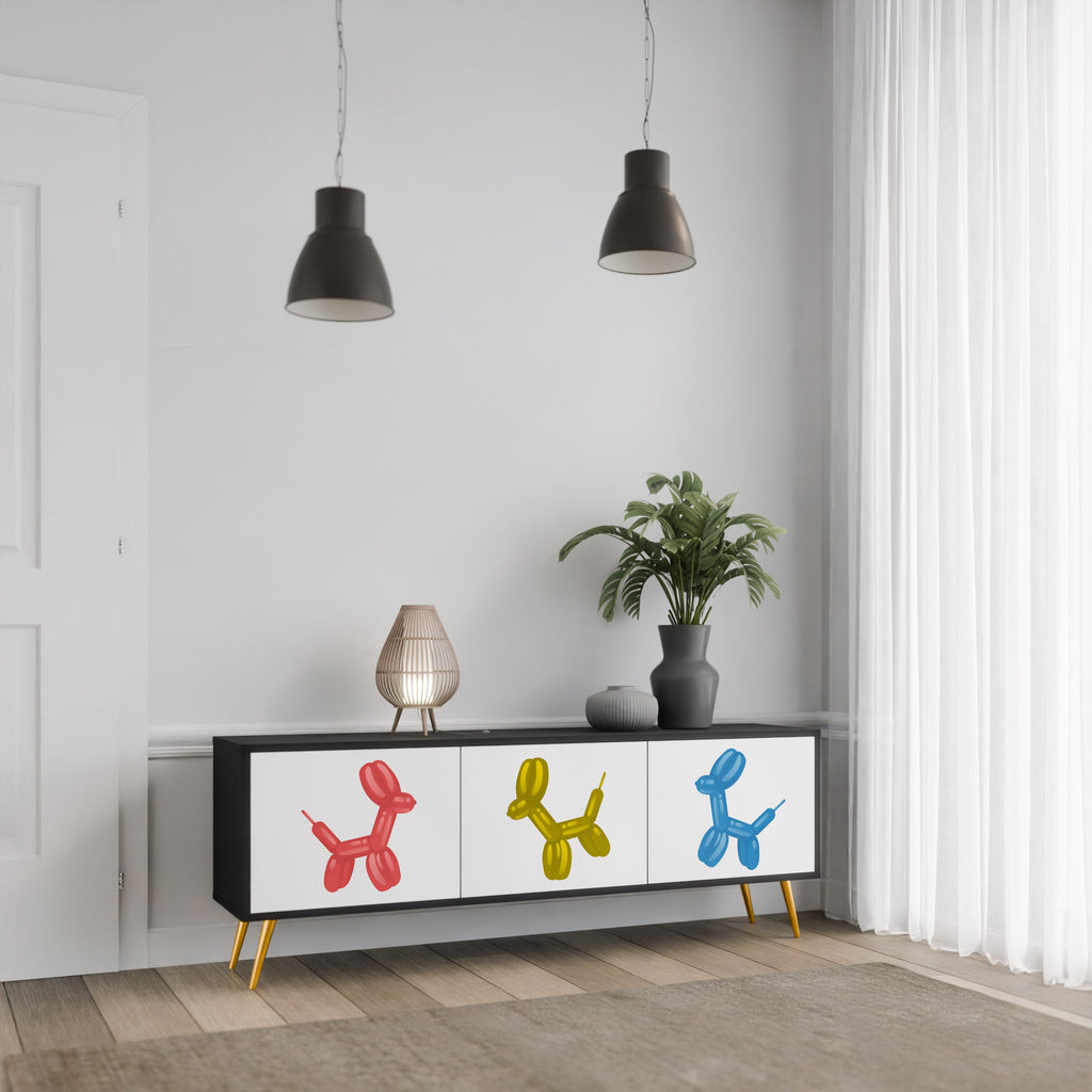 Meuble TV 3 portes CHILDHOOD MEMORY en finition noire