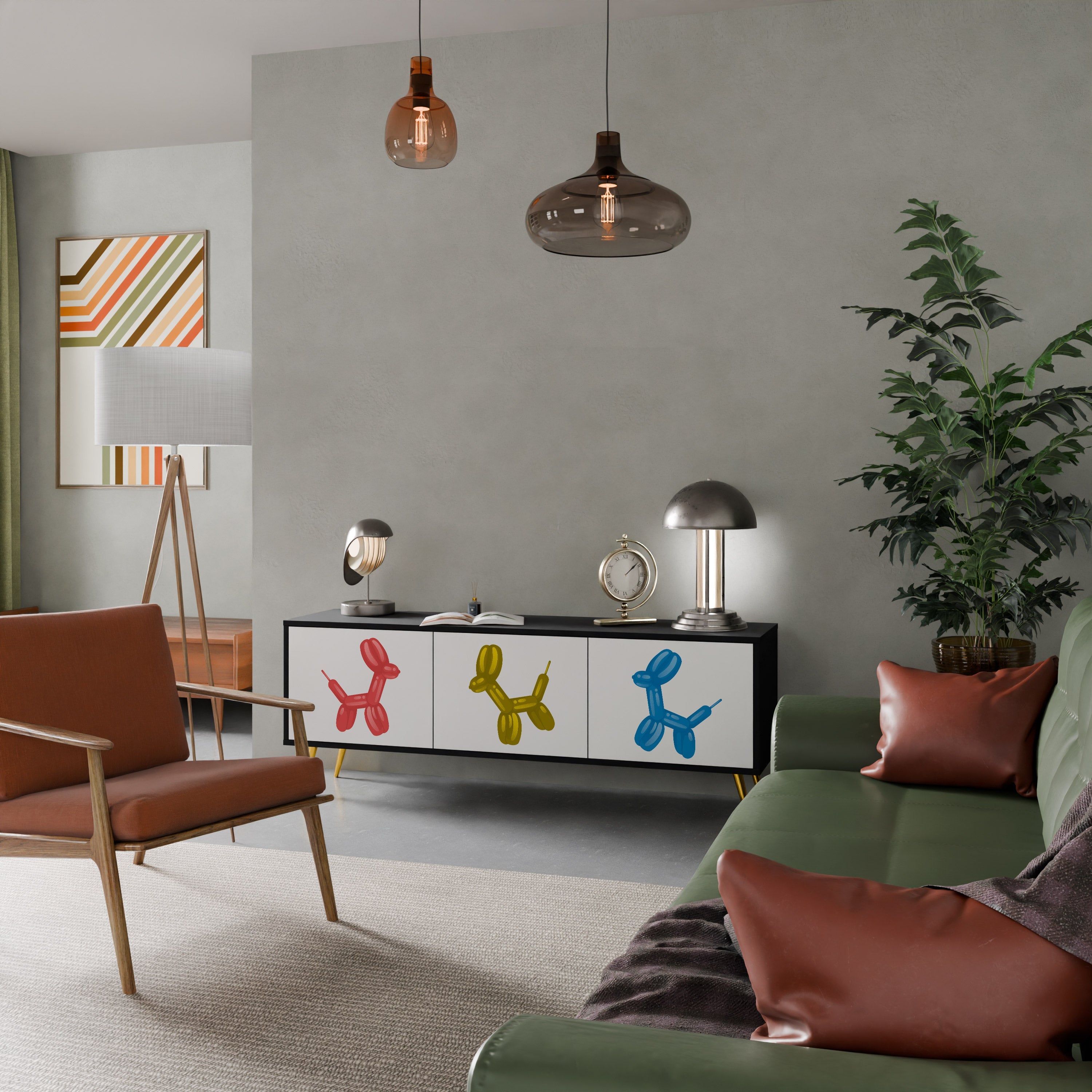 Meuble TV 3 portes CHILDHOOD MEMORY en finition noire