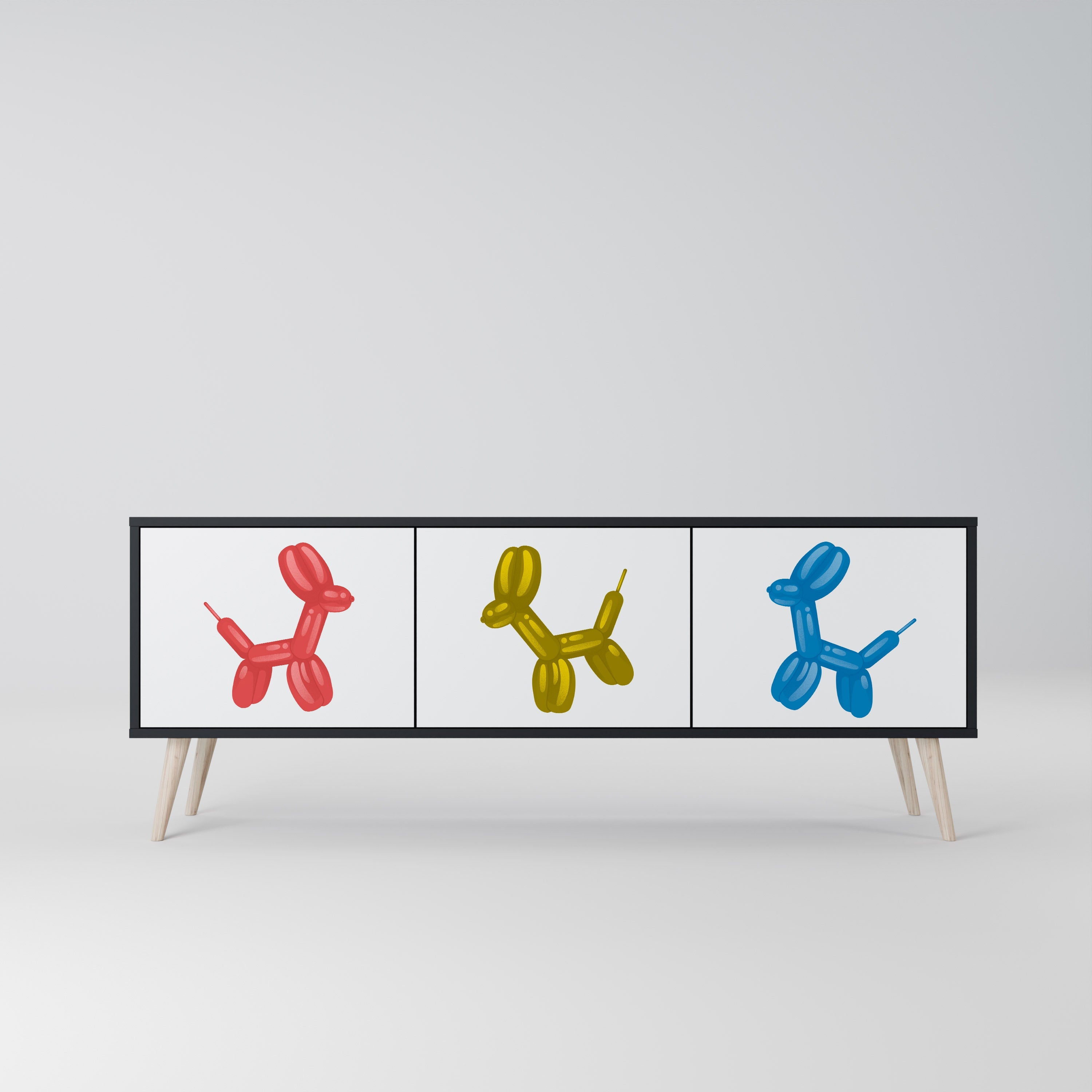 Meuble TV 3 portes CHILDHOOD MEMORY en finition noire